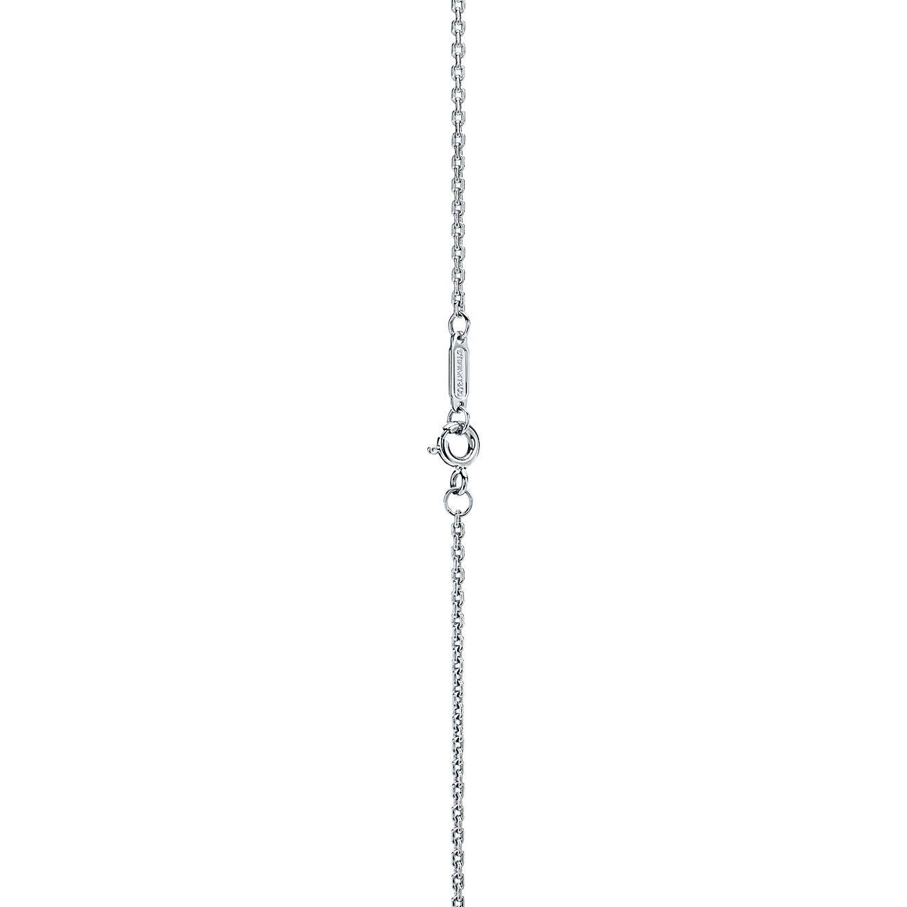 T*f*ny t diamond and turquoise station necklace in 18k white gold, 34