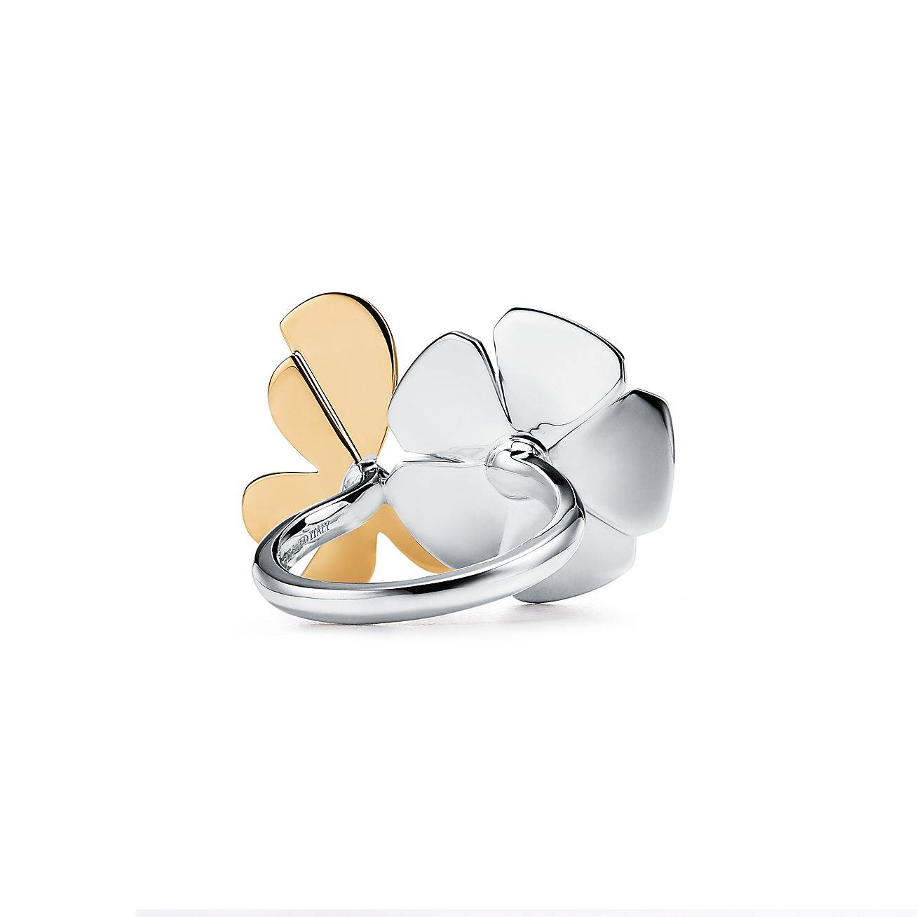 T*f*ny return to T*f*ny® love bugs butterfly flower ring in sterling silver and 18k gold