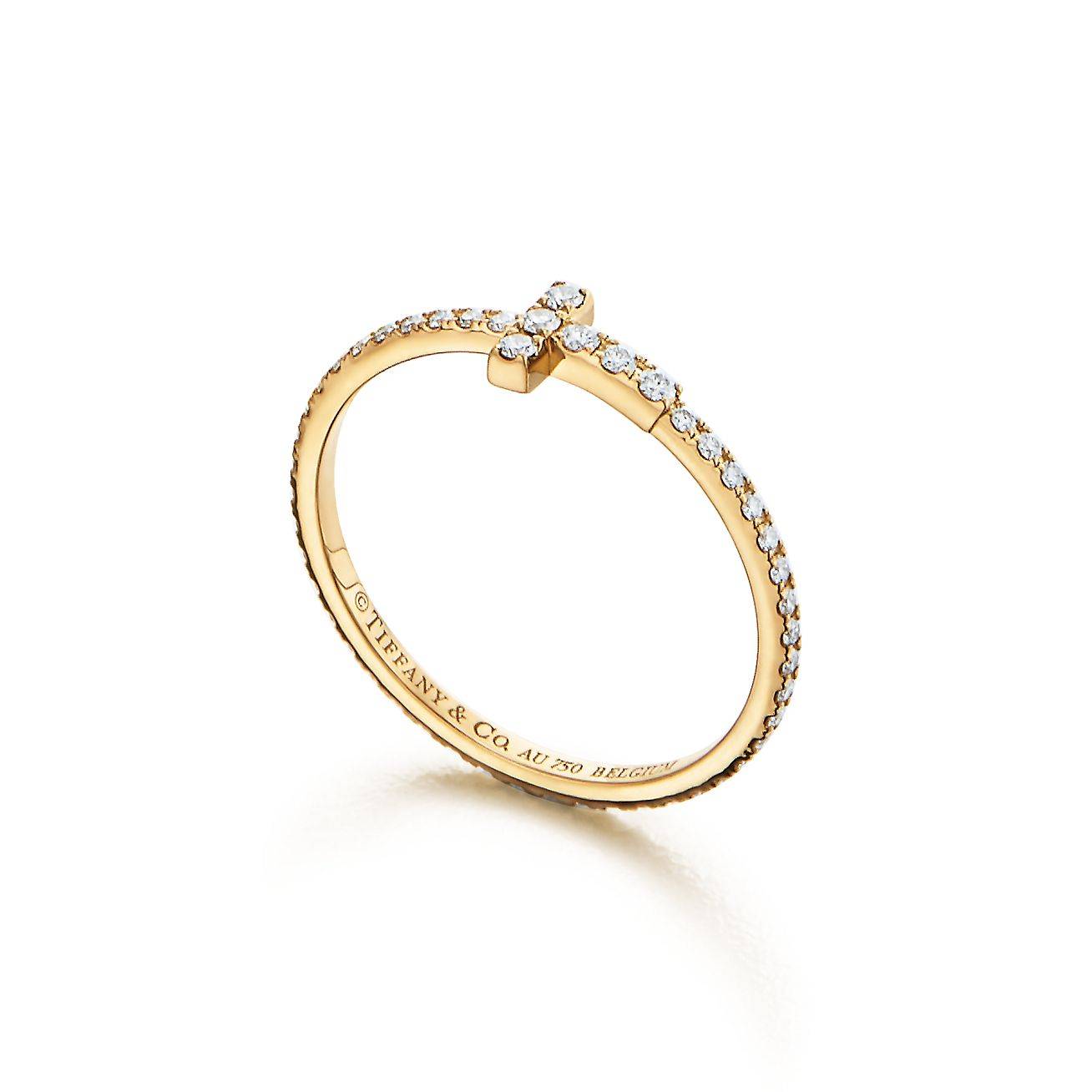 T*f*ny t diamond wire band ring in 18k gold