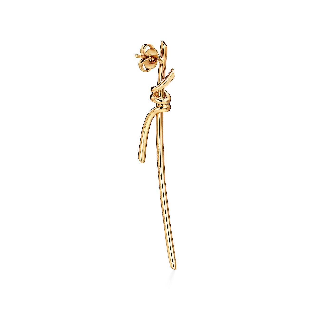 T*f*ny knot drop earrings in rose gold with diamonds