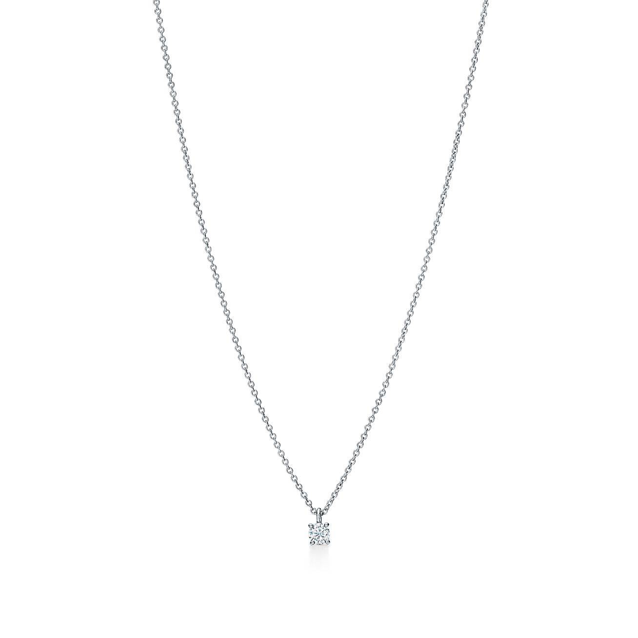 T*f*ny solitaire diamond pendant in platinum