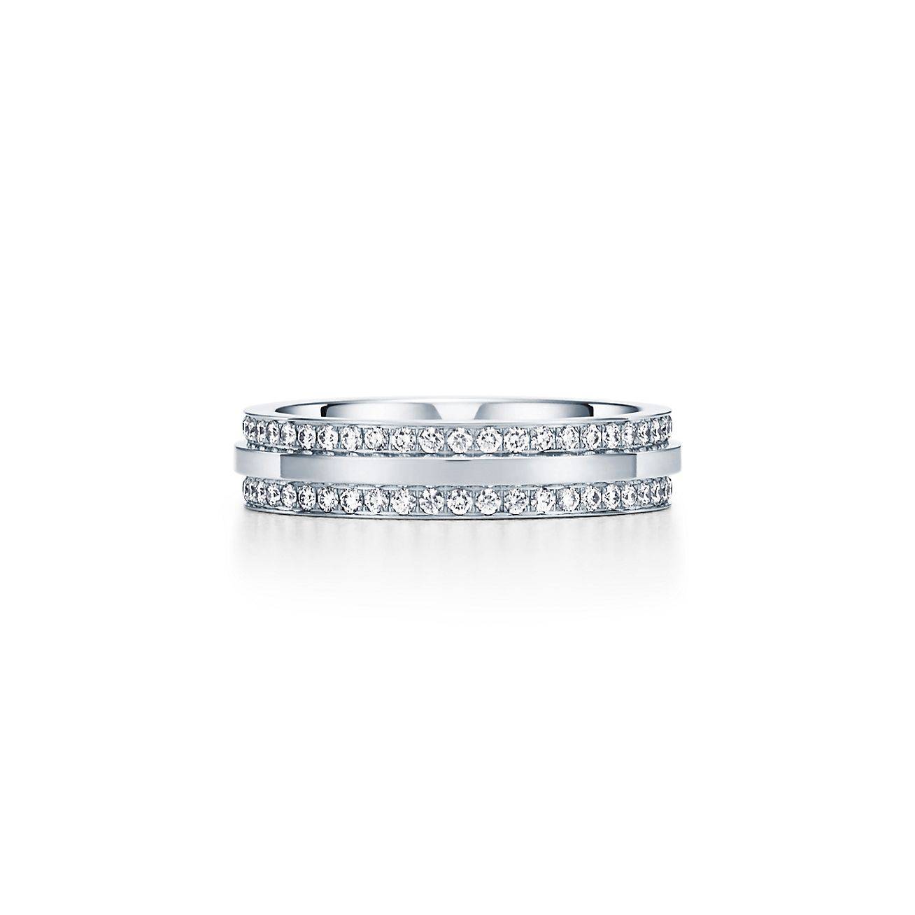 T*f*ny t narrow pavé diamond ring in 18k white gold