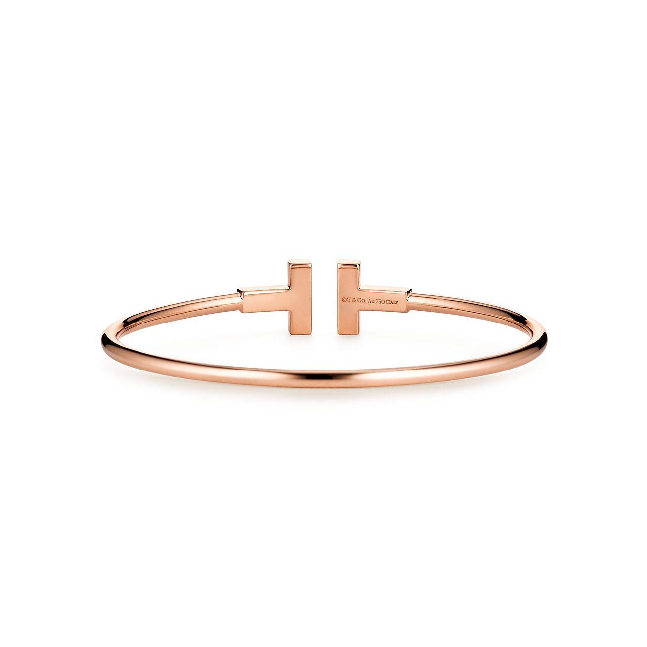 T*f*ny t wire bracelet in rose gold with diamonds