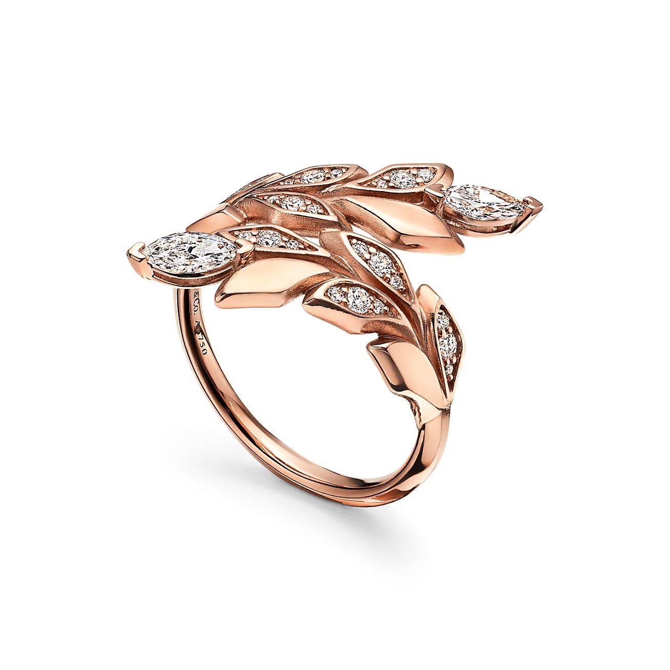 T*f*ny victoria® vine bypass ring in rose gold with diamonds