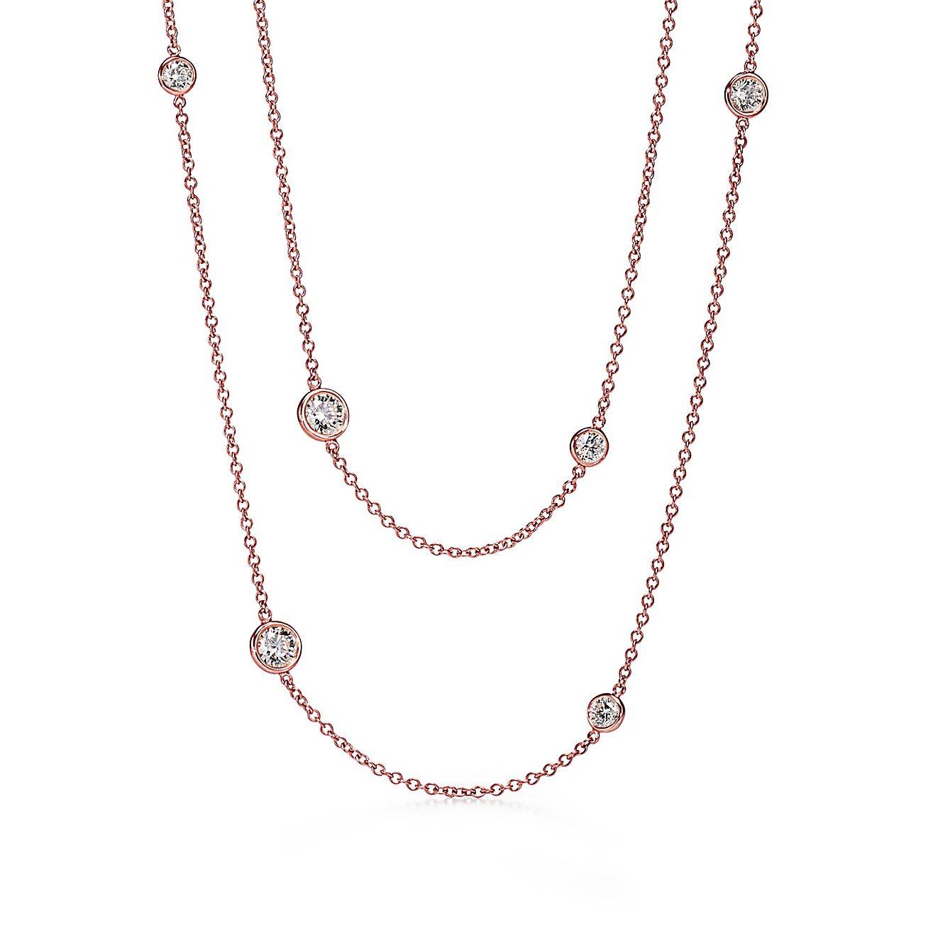 T*f*ny  elsa peretti® diamonds by the yard® sprinkle necklace in rose gold with diamonds