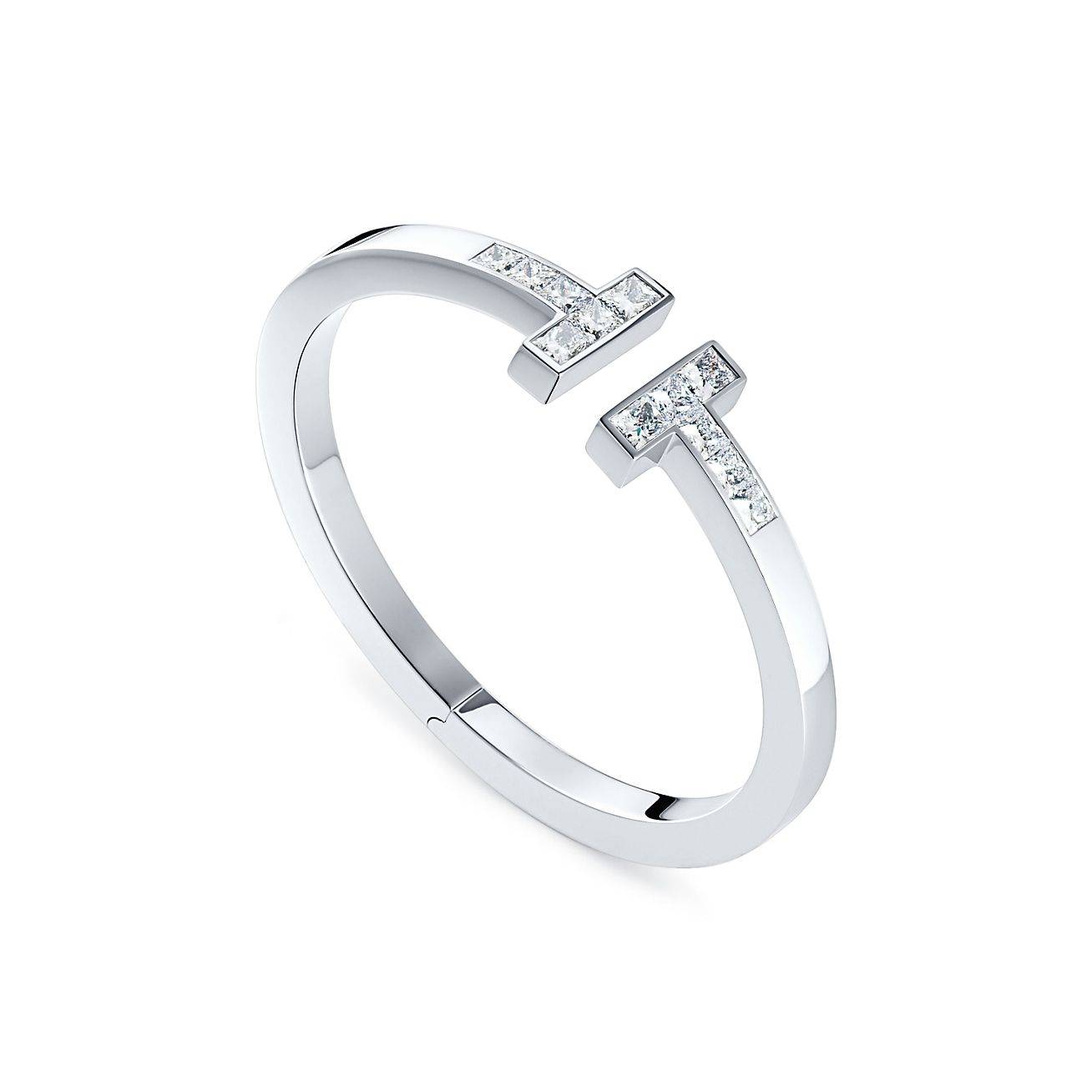 T*f*ny t princess-cut diamond square bracelet in 18k white gold