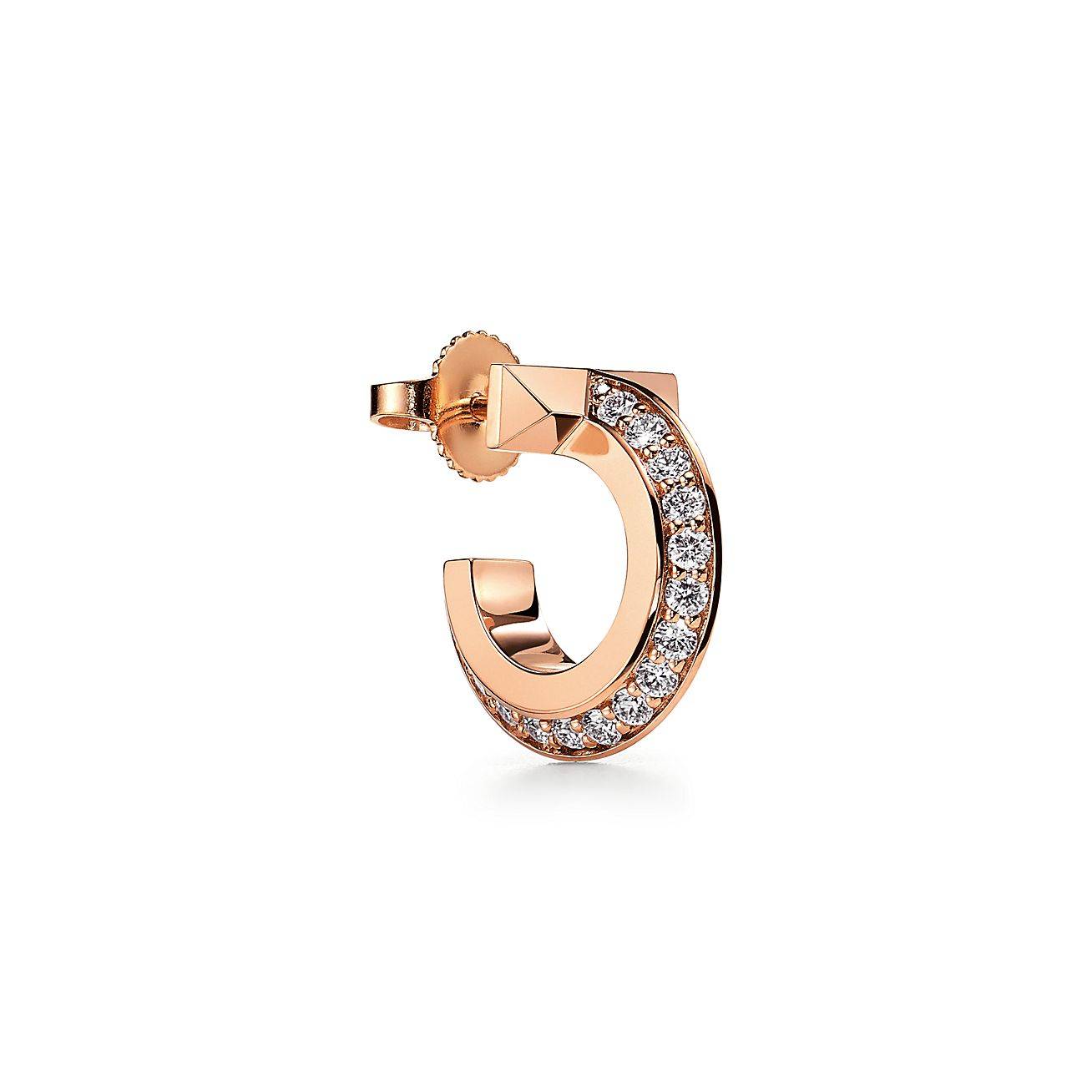 T*f*ny t t1 hoop earrings in rose gold with diamonds