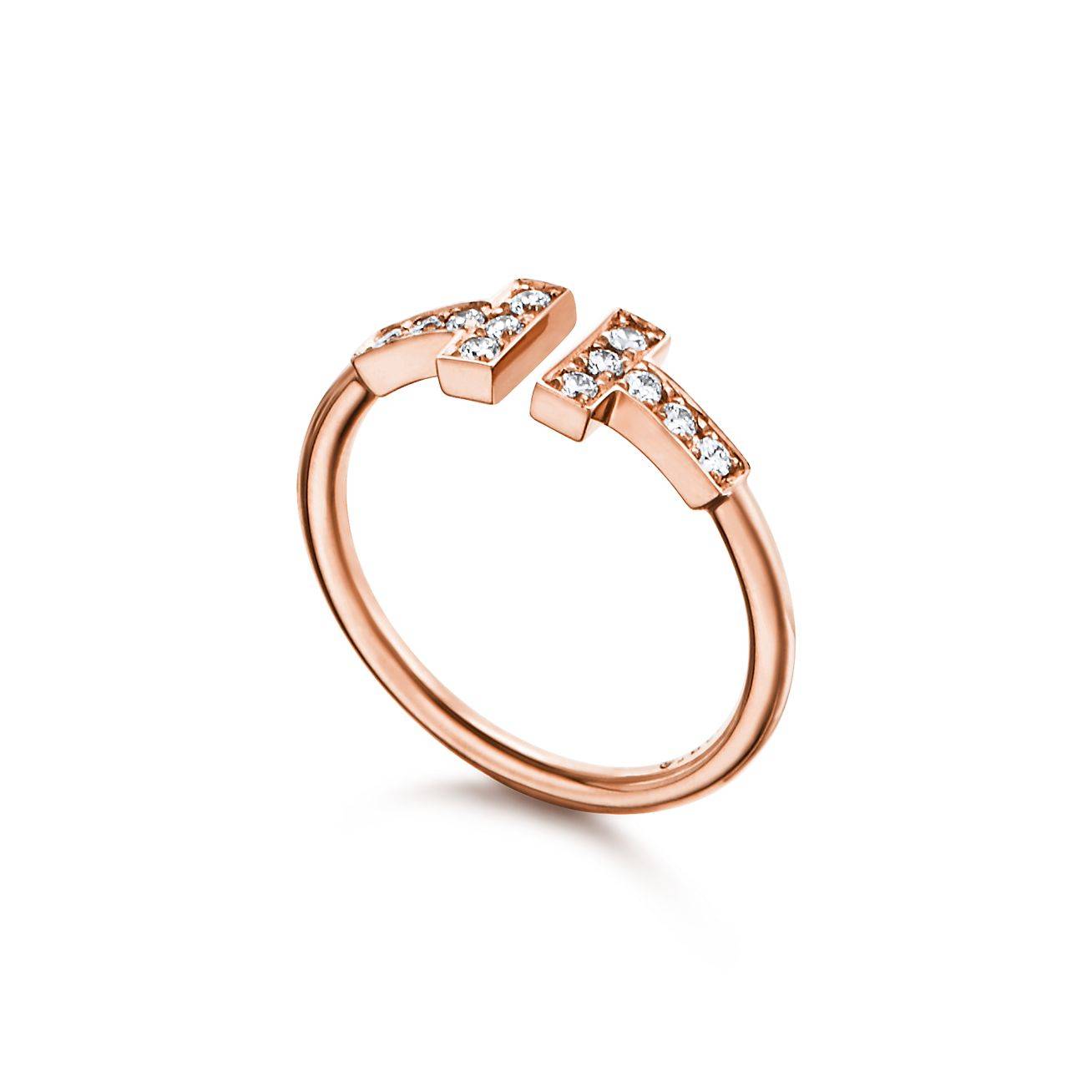 T*f*ny t diamond wire ring in 18k rose gold