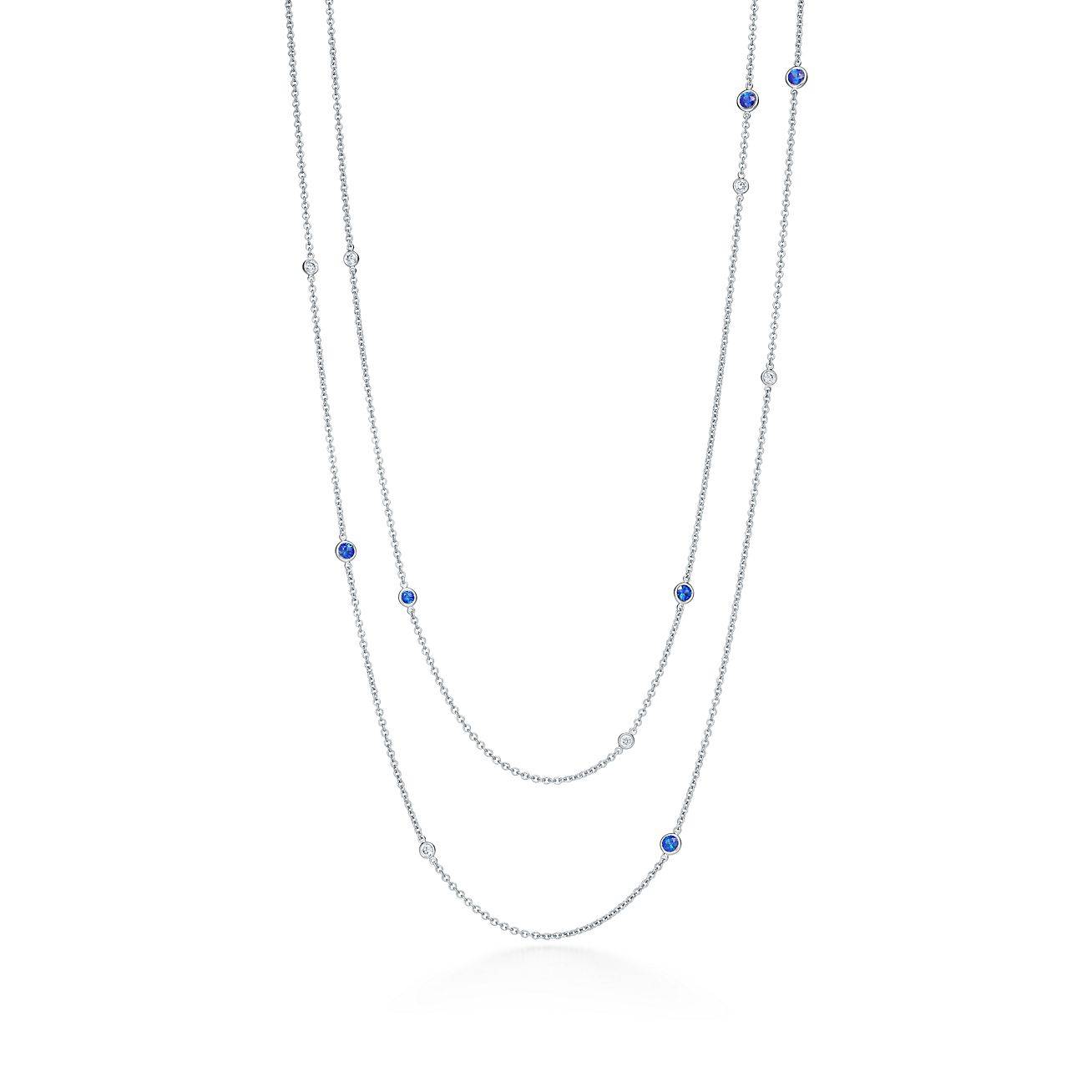 T*f*ny elsa peretti® color by the yard sprinkle necklace in platinum with sapphires and diamonds