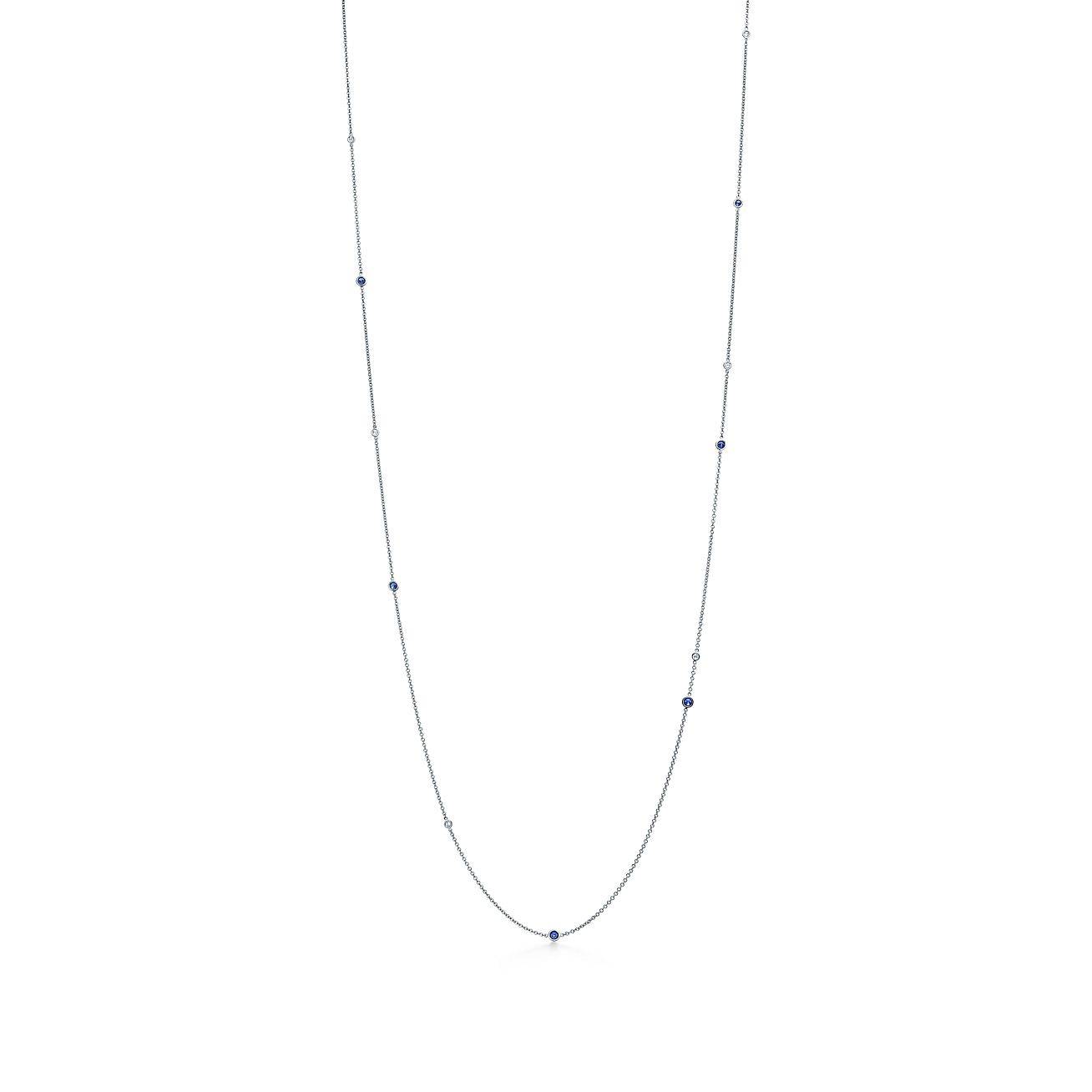 T*f*ny elsa peretti® color by the yard sprinkle necklace in platinum with sapphires and diamonds