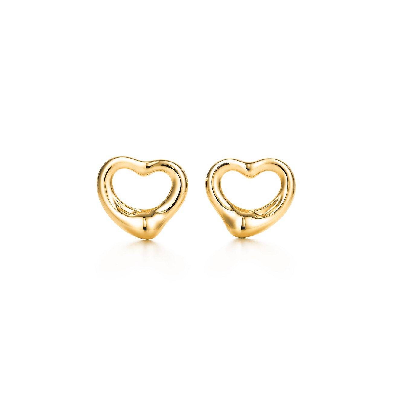 T*f*ny  elsa peretti® open heart stud earrings in yellow gold, 11 mm