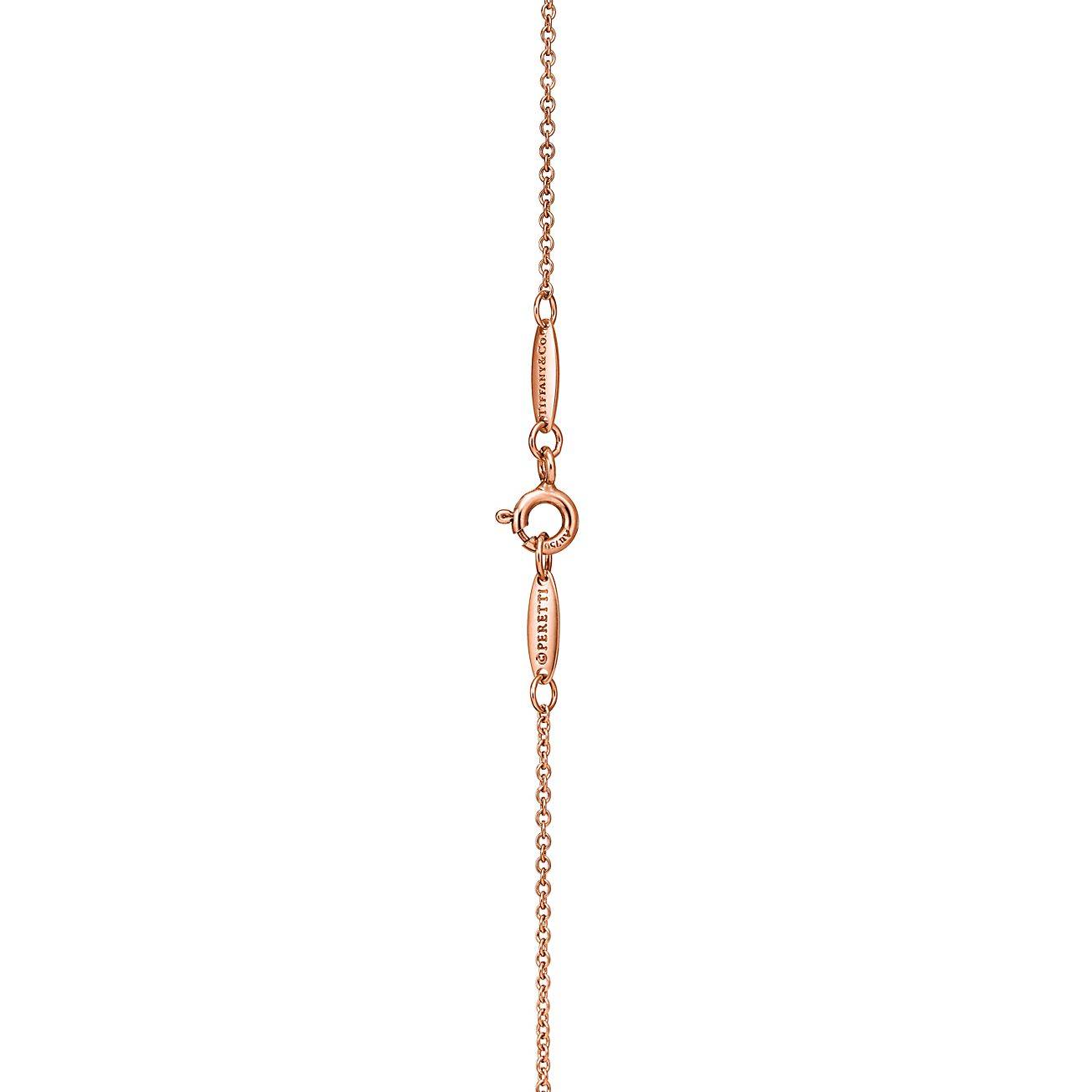 T*f*ny  elsa peretti® open heart pendant in 18k rose gold with diamonds