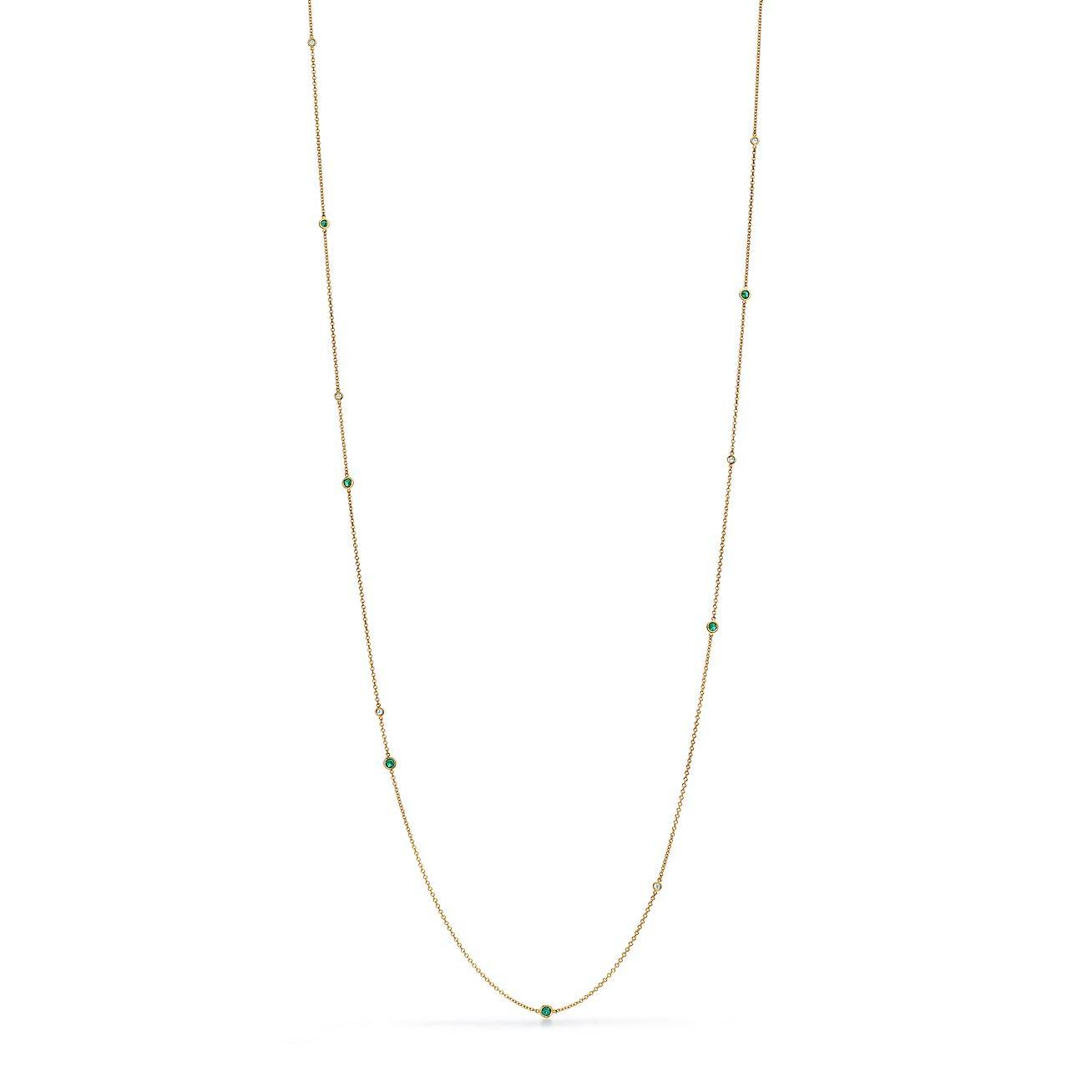 T*f*ny elsa peretti® color by the yard sprinkle necklace in gold with emeralds and diamonds