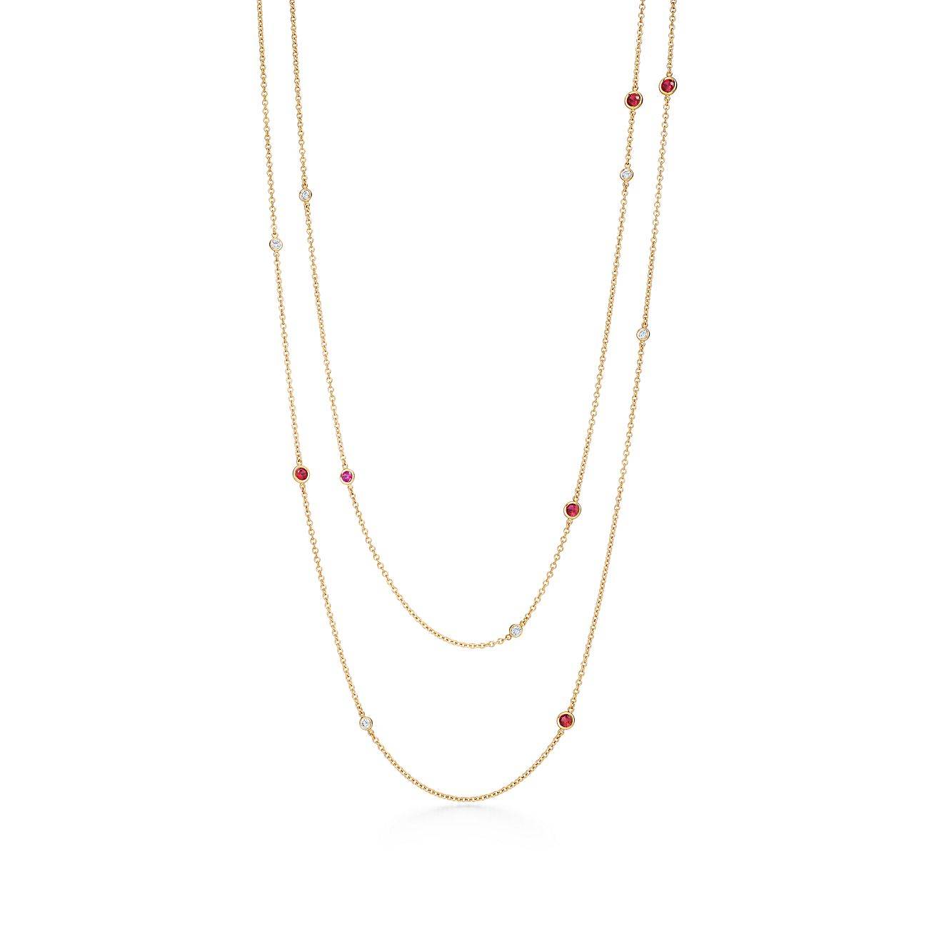 T*f*ny elsa peretti® color by the yard sprinkle necklace in gold with rubies and diamonds