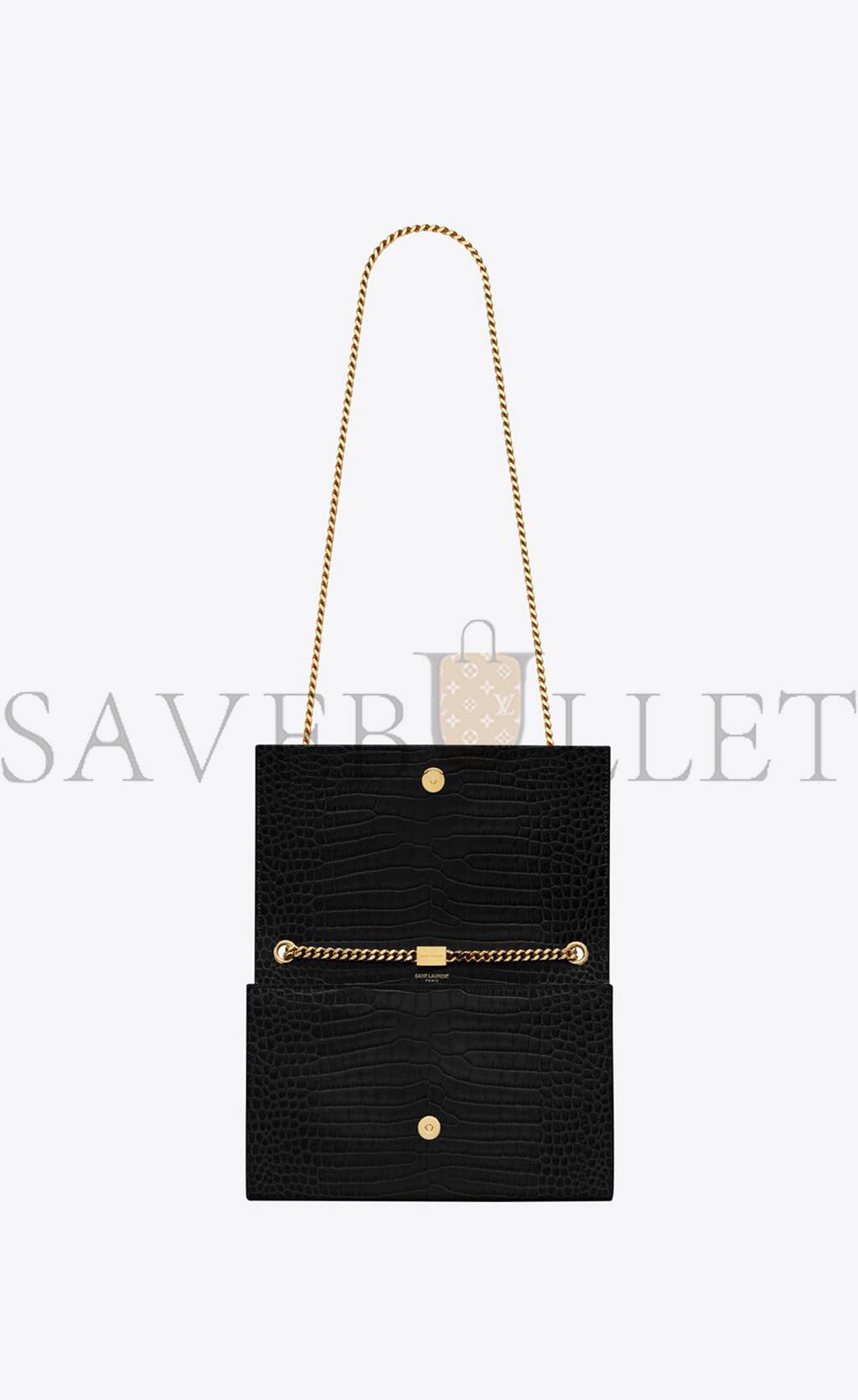 YSL KATE MEDIUM CHAIN BAG WITH TASSEL IN CROCODILE-EMBOSSED SHINY LEATHER 354119DND0J1000 (24*14.5*5.5cm)