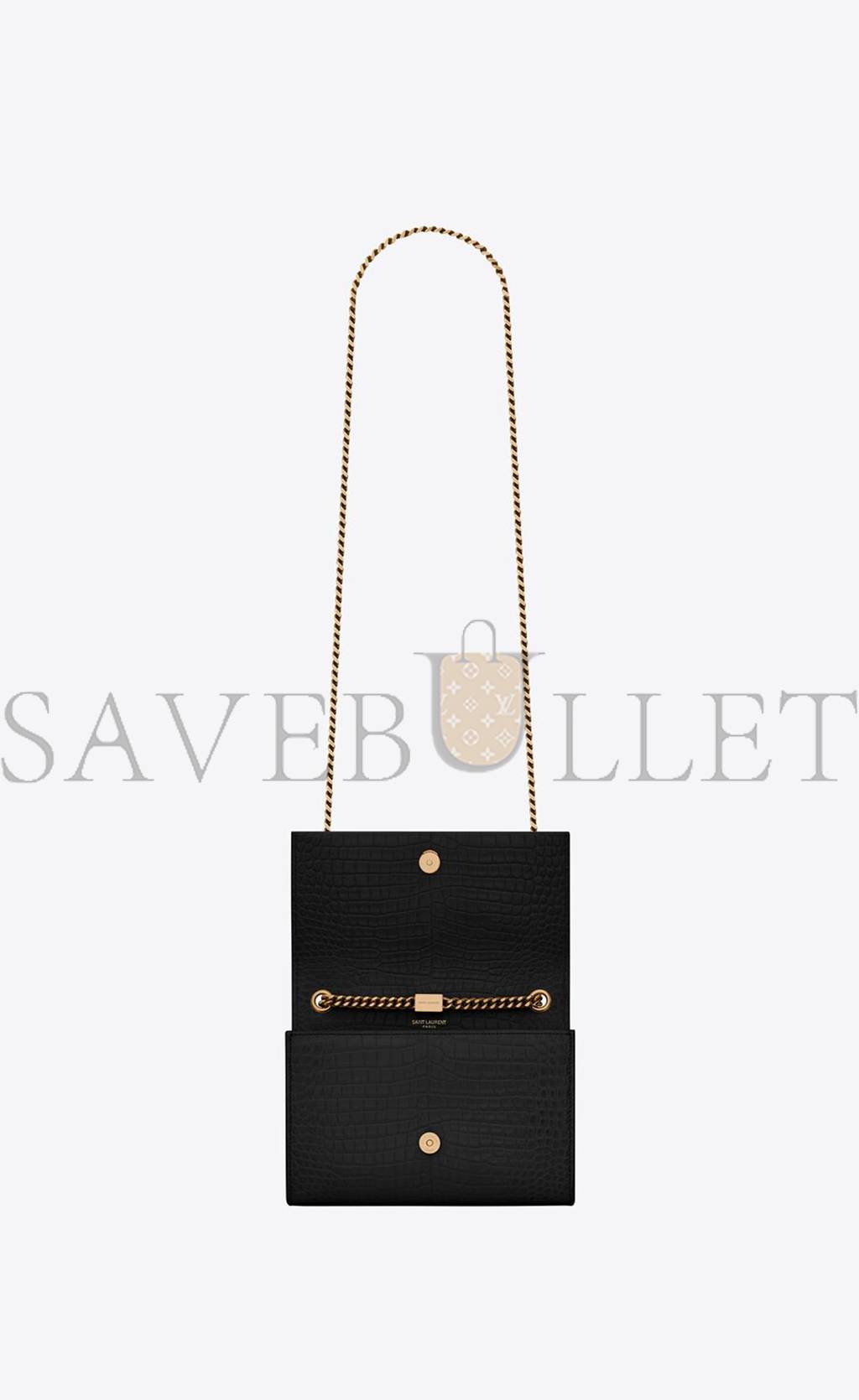 YSL KATE SMALL CHAIN BAG WITH TASSEL IN CROCODILE-EMBOSSED SHINY LEATHER 474366DND0J1000 (20*12.5*5cm)