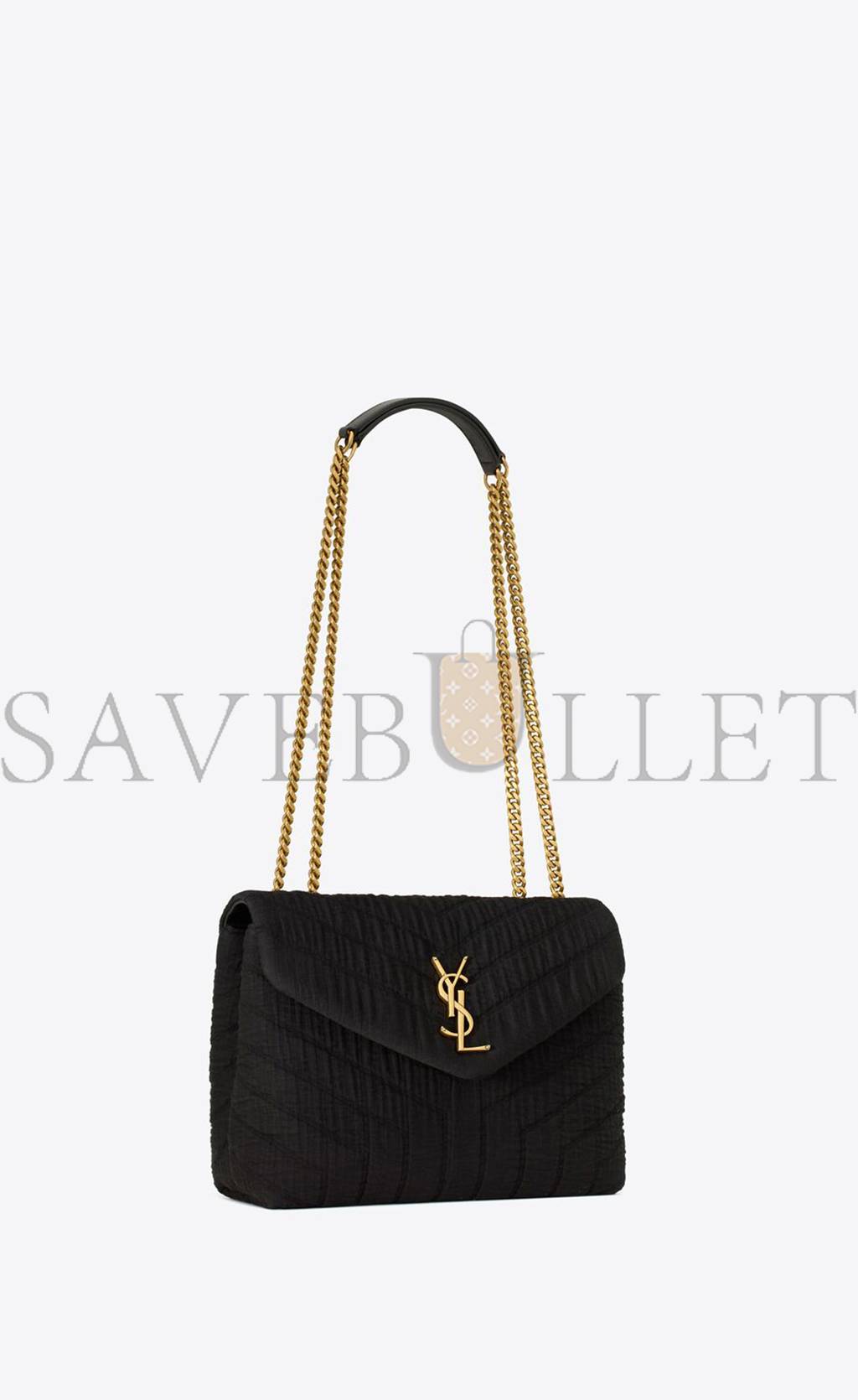 YSL LOULOU SMALL IN QUILTED "Y" COTTON 494699FABQ91000 (23*17*9cm)