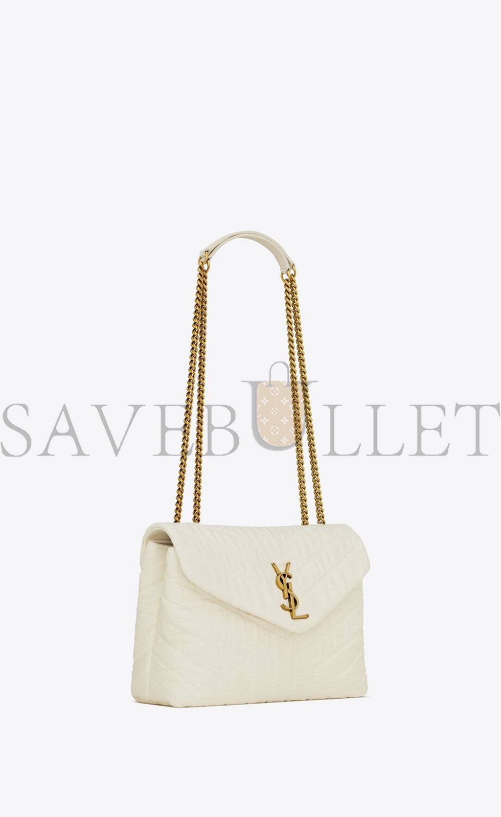 YSL LOULOU SMALL IN QUILTED "Y" COTTON 494699FABQ99133 (23*17*9cm)