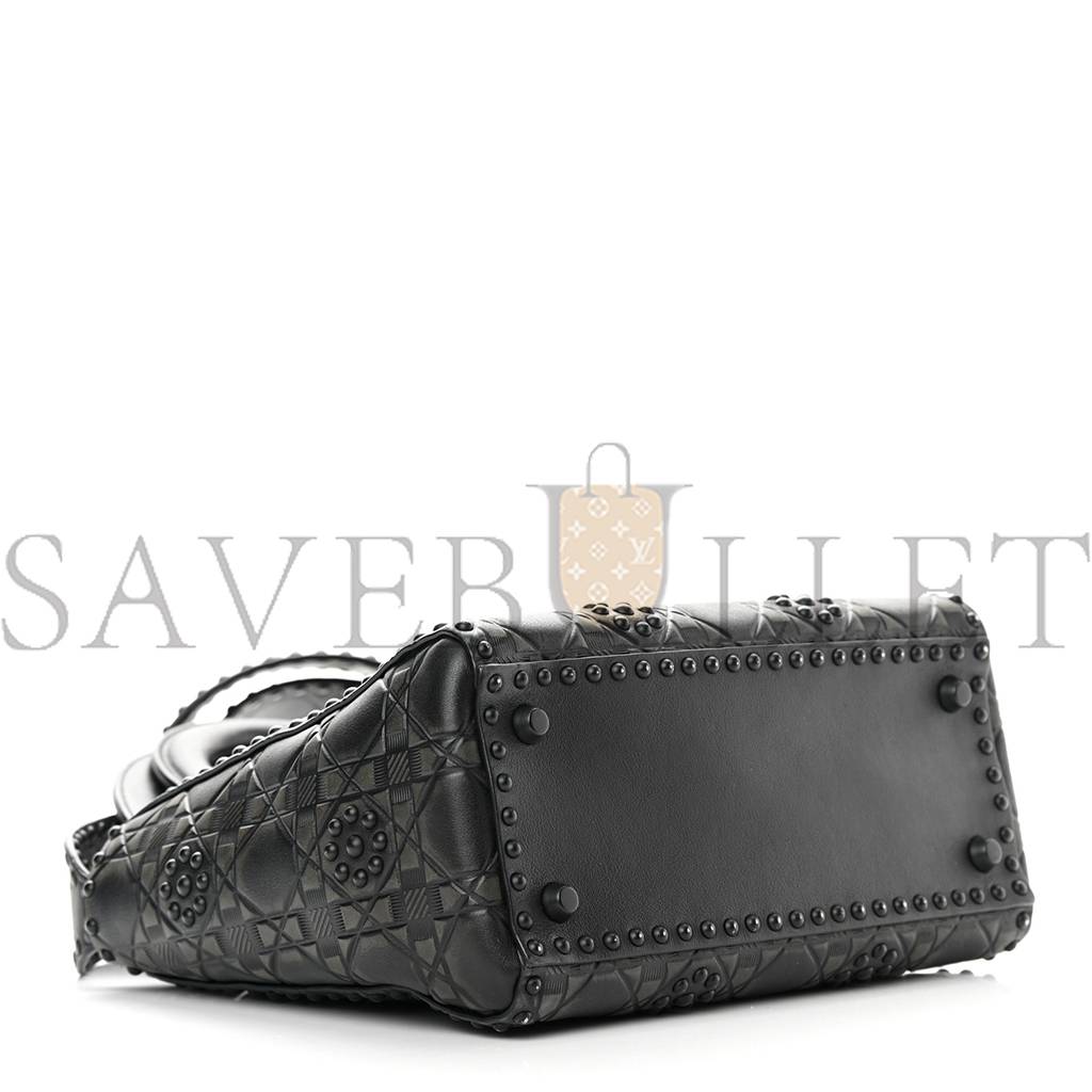 D*or calfskin cannage embossed studded medium supple lady D*or black (24*20*12.1cm)