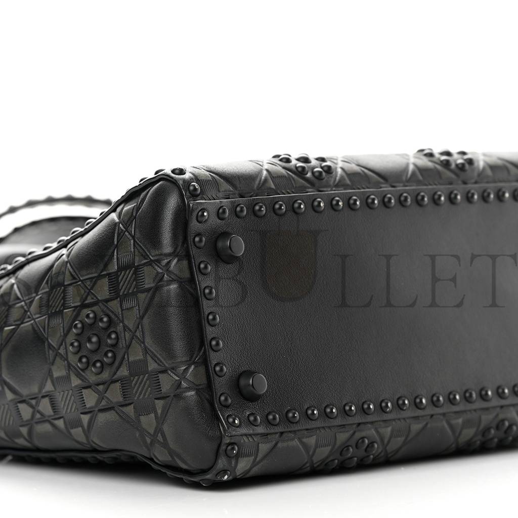 D*or calfskin cannage embossed studded medium supple lady D*or black (24*20*12.1cm)