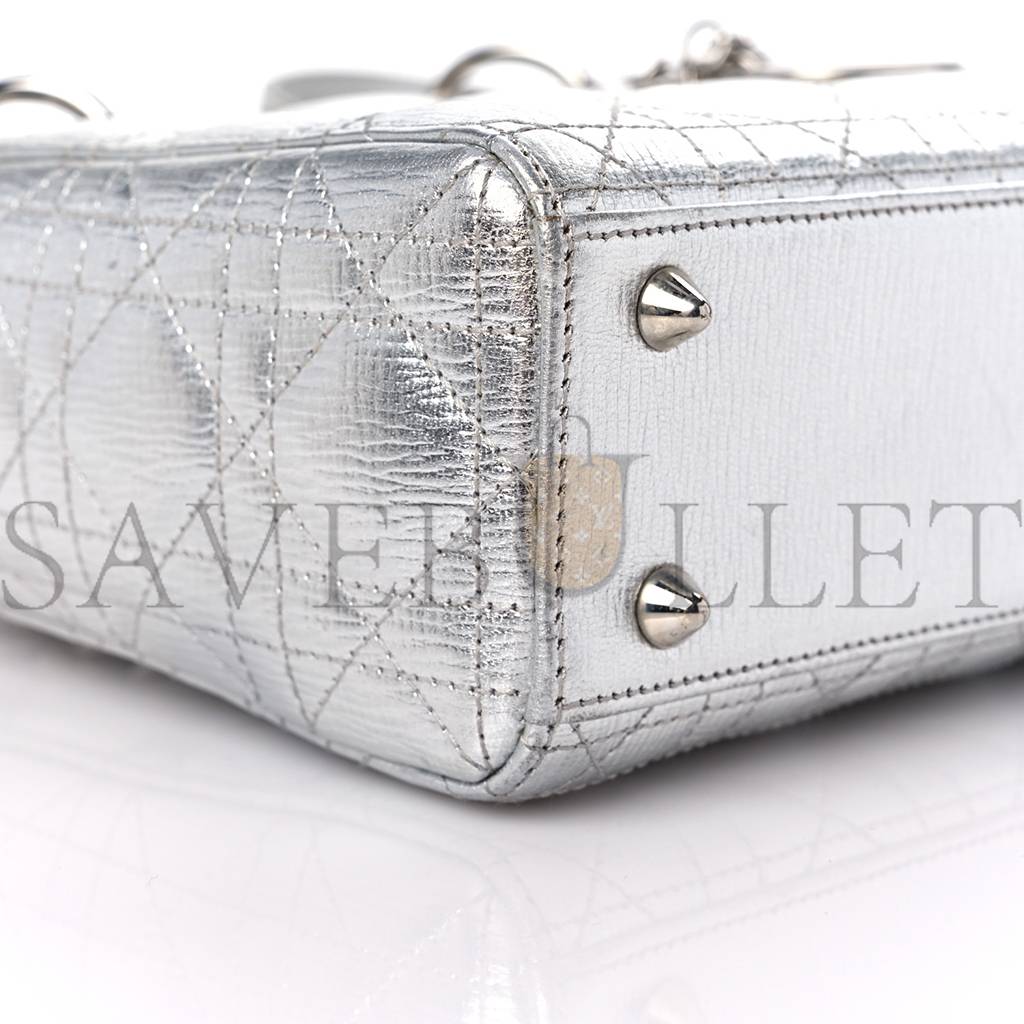 D*or metallic grained calfskin cannage small my lady D*or silver (20*18*8.3cm)