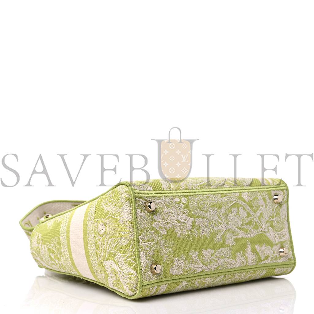 D*or canvas toile de jouy reverse embroidered medium lady d-lite green (23*18*10.2cm)