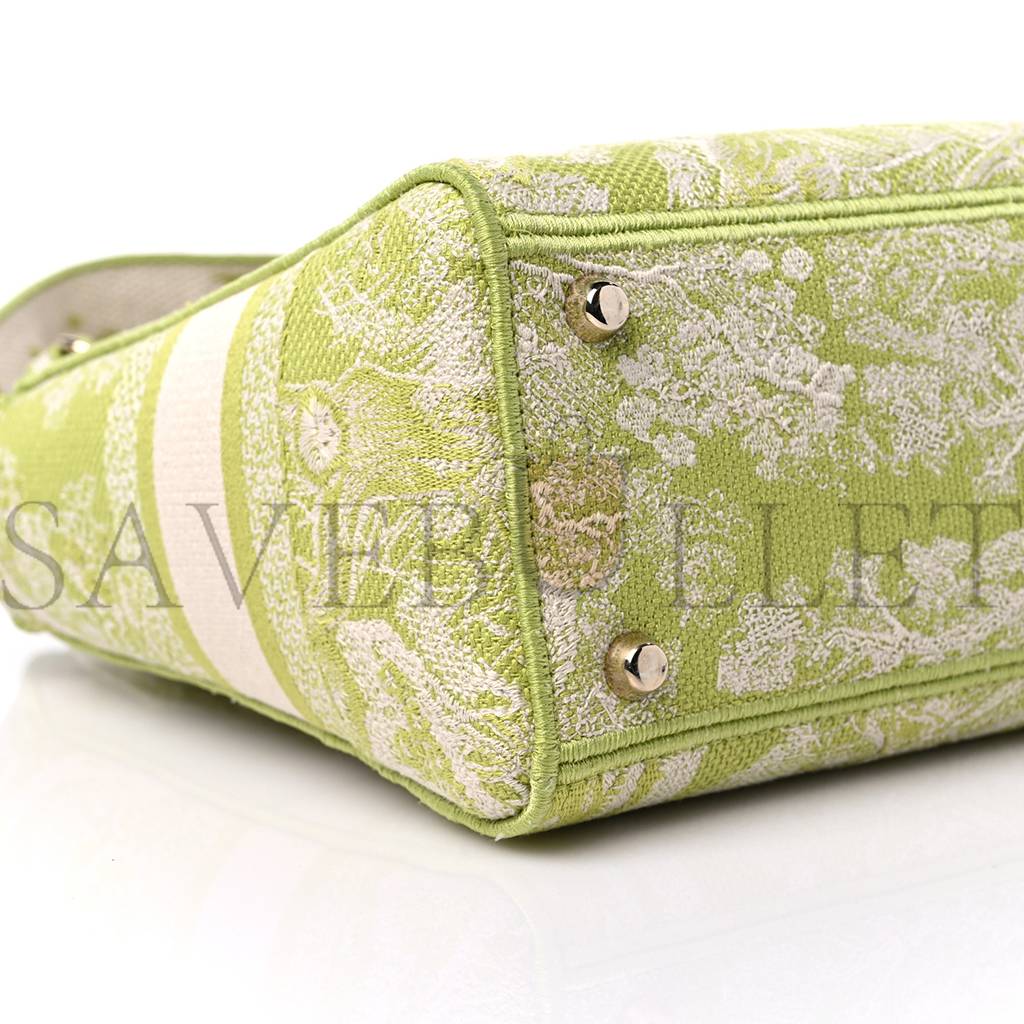 D*or canvas toile de jouy reverse embroidered medium lady d-lite green (23*18*10.2cm)