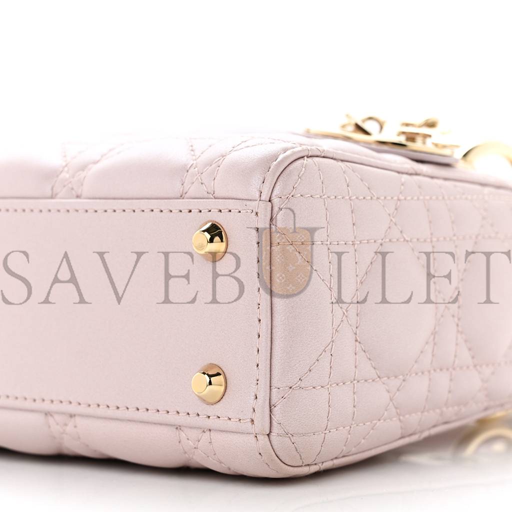 D*or metallic lambskin cannage mini lady D*or lotus (17*15*7.6cm)