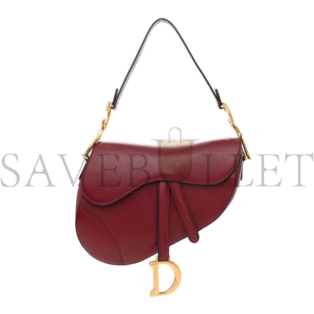 D*or grained calfskin saddle bag red (23*20*7cm)