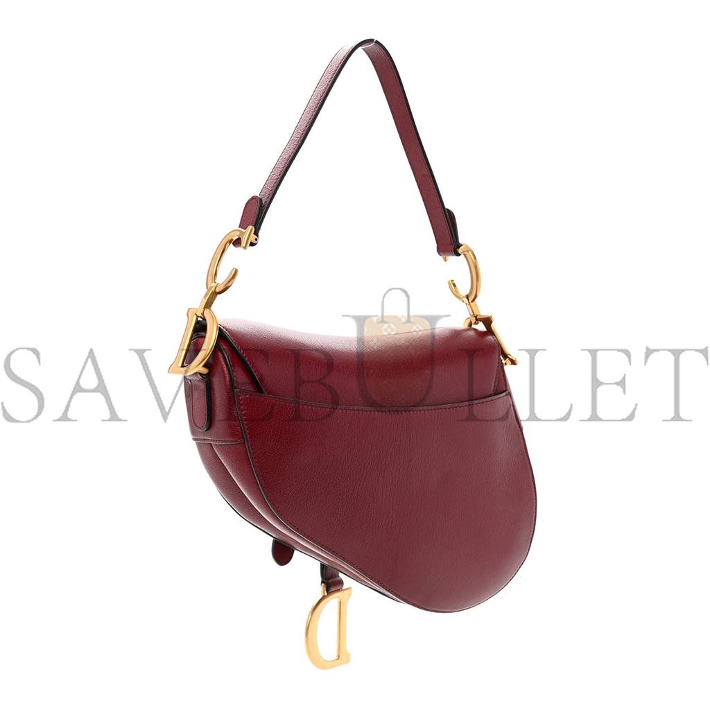 D*or grained calfskin saddle bag red (23*20*7cm)