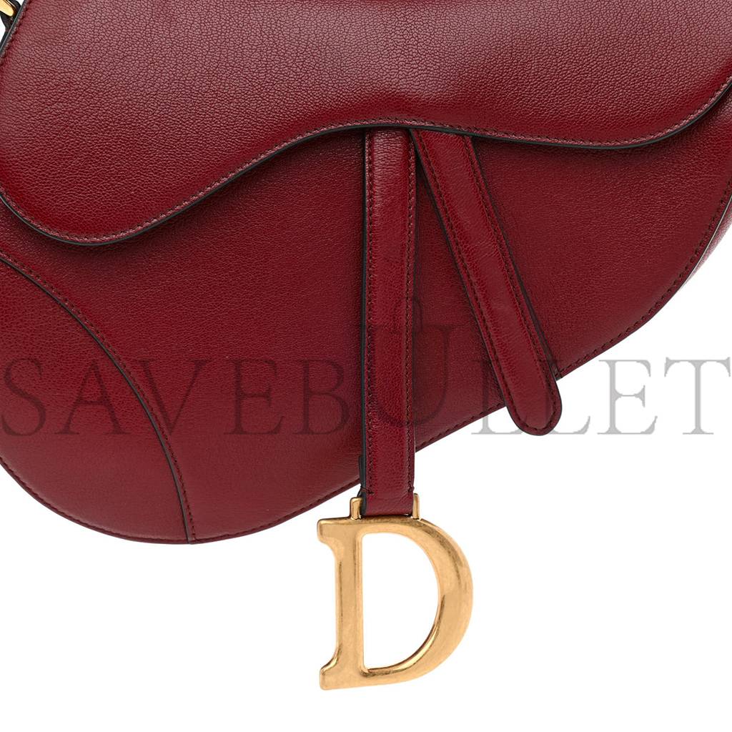 D*or grained calfskin saddle bag red (23*20*7cm)