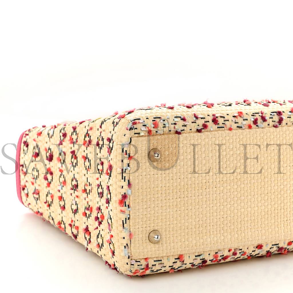 D*or raffia tweed medium lady D*or pink beige (24*20*12.1cm)