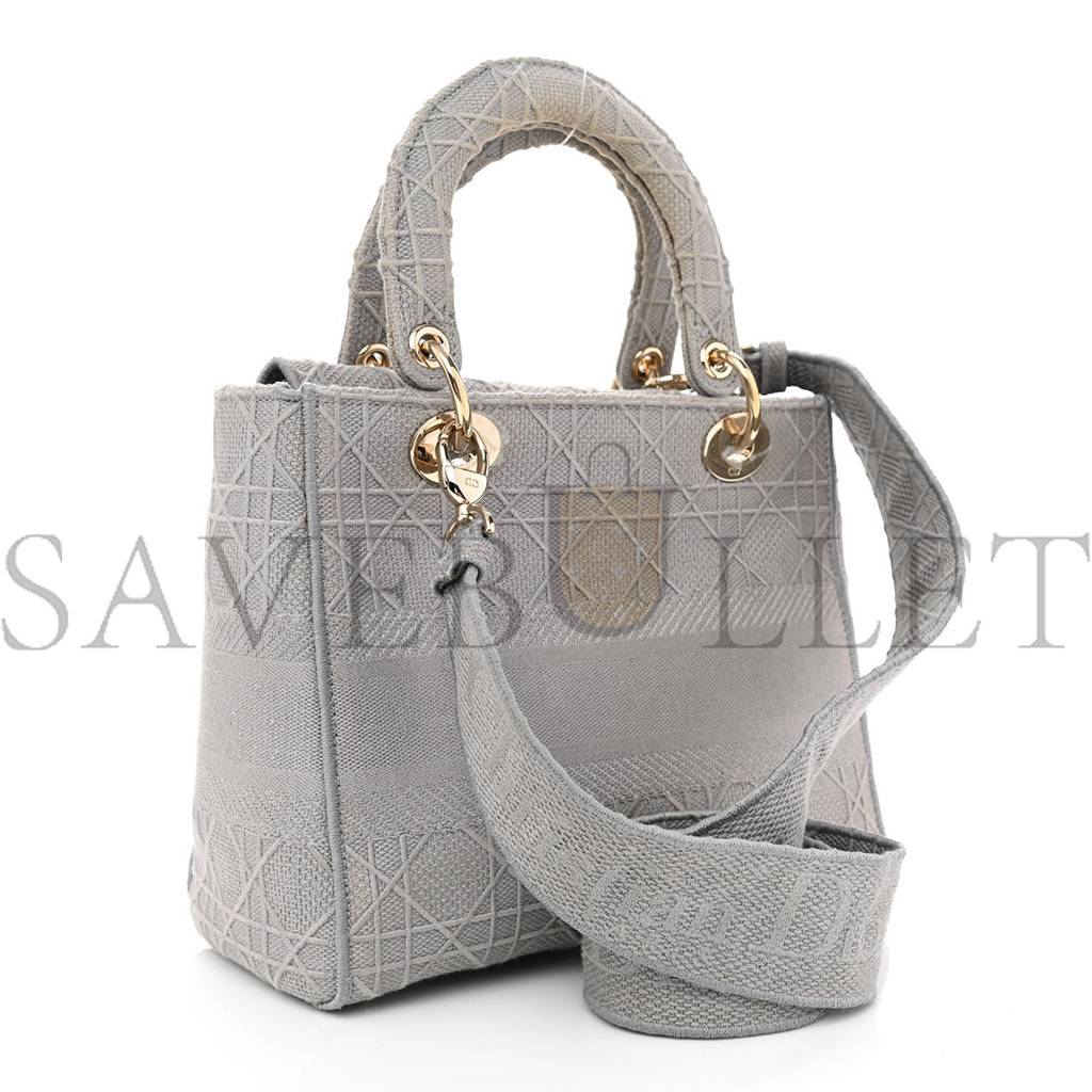 D*or canvas embroidered cannage medium lady d-lite gray (23*20*11.4cm)