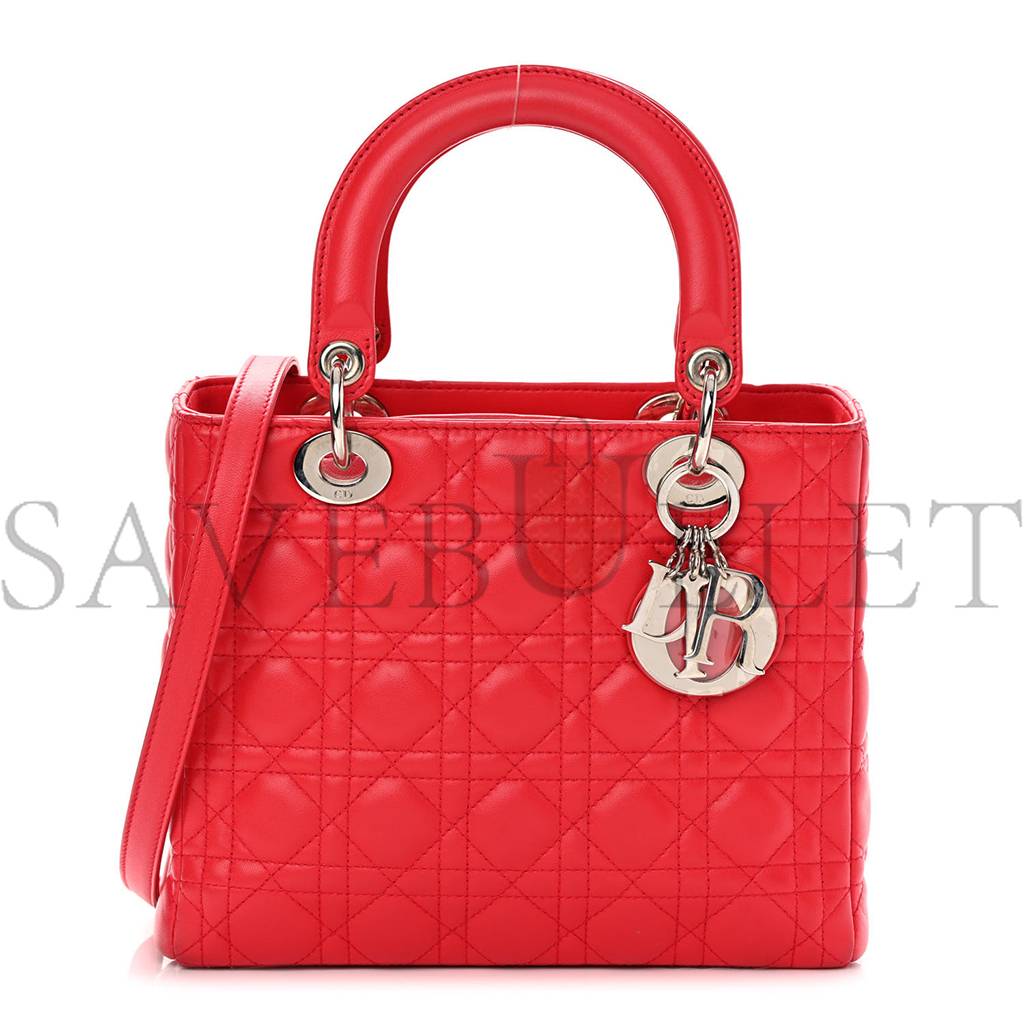 D*or lambskin cannage medium lady D*or red (23*20*12.7cm)