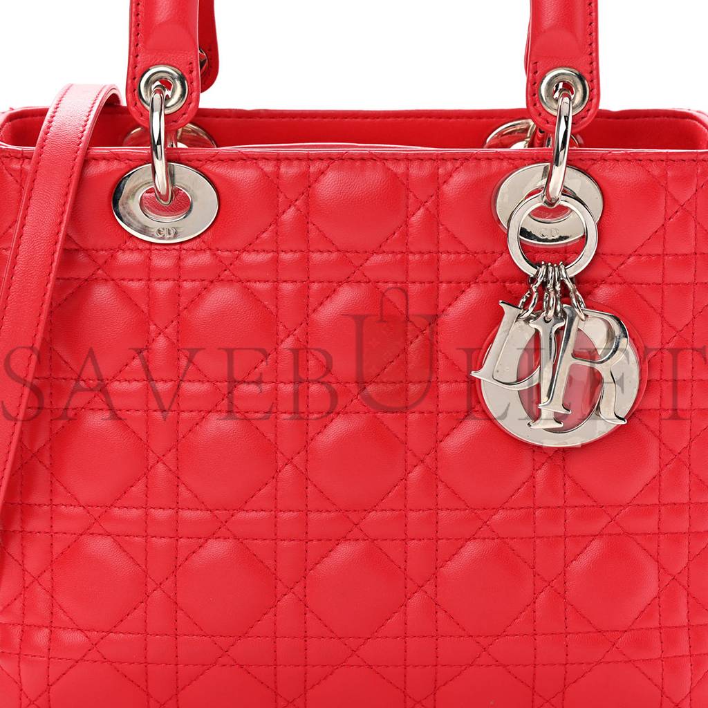 D*or lambskin cannage medium lady D*or red (23*20*12.7cm)