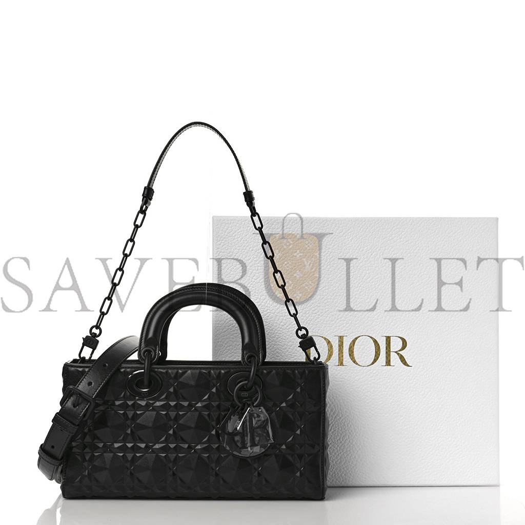 D*or calfskin cannage diamond medium lady d-joy black (26*14*5.7cm)