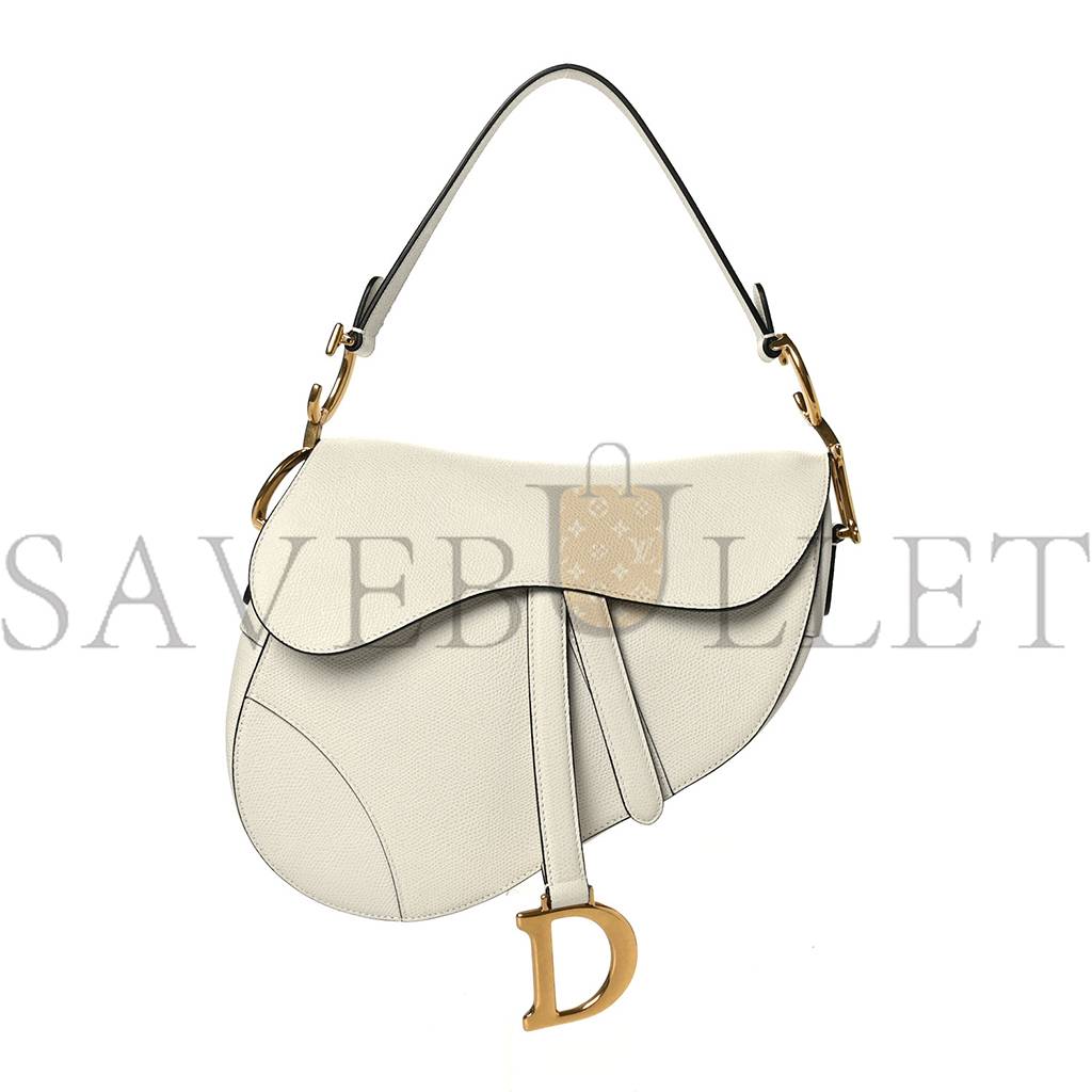 D*or grained calfskin saddle bag white (24*20*7cm)