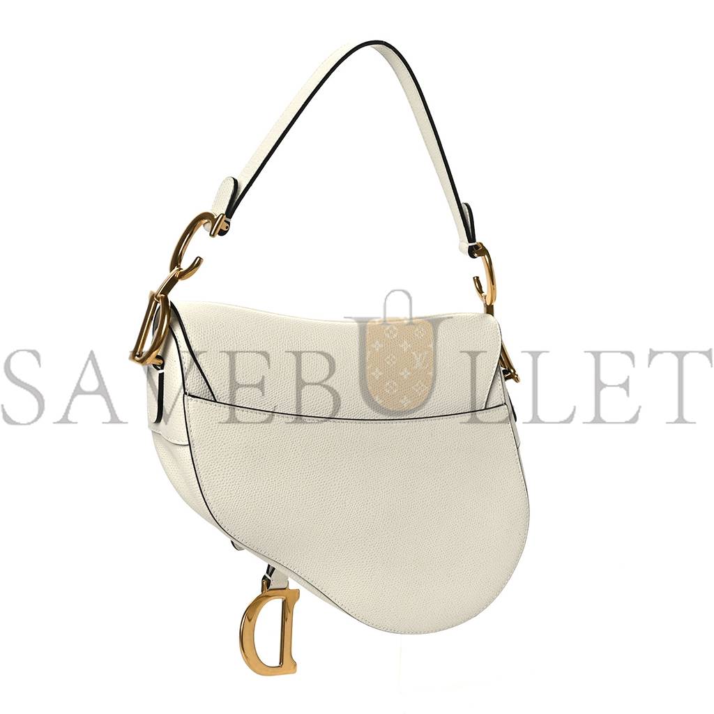 D*or grained calfskin saddle bag white (24*20*7cm)