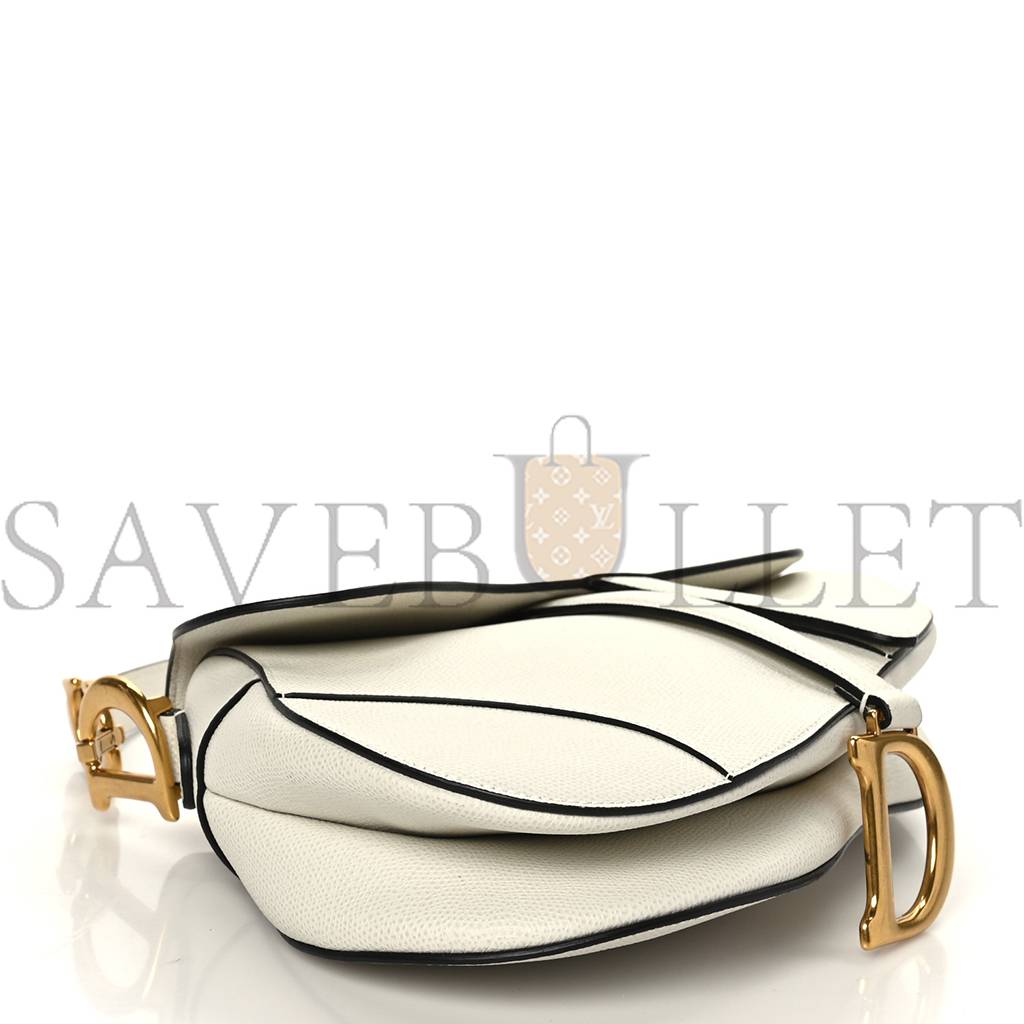 D*or grained calfskin saddle bag white (24*20*7cm)