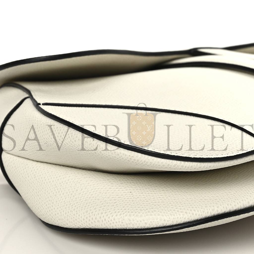 D*or grained calfskin saddle bag white (24*20*7cm)