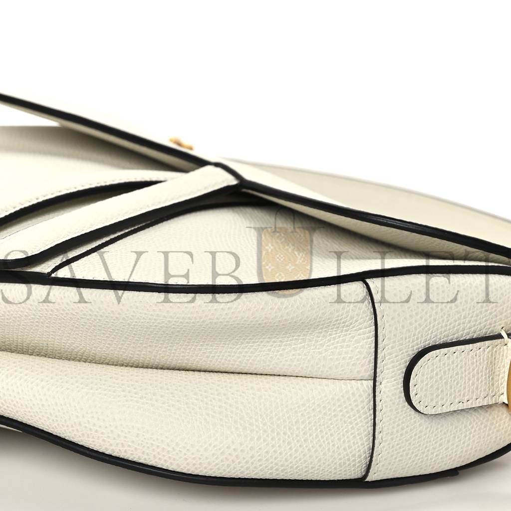 D*or grained calfskin saddle bag white (24*20*7cm)