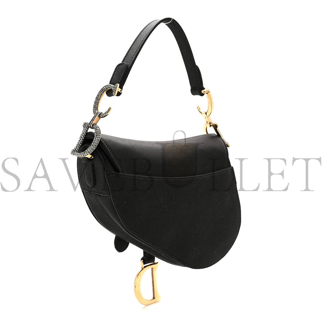 D*or satin crystal mini saddle bag black (18*15*5.1cm)