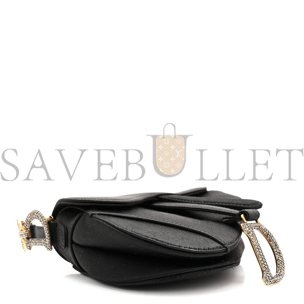 D*or satin crystal mini saddle bag black (18*15*5.1cm)