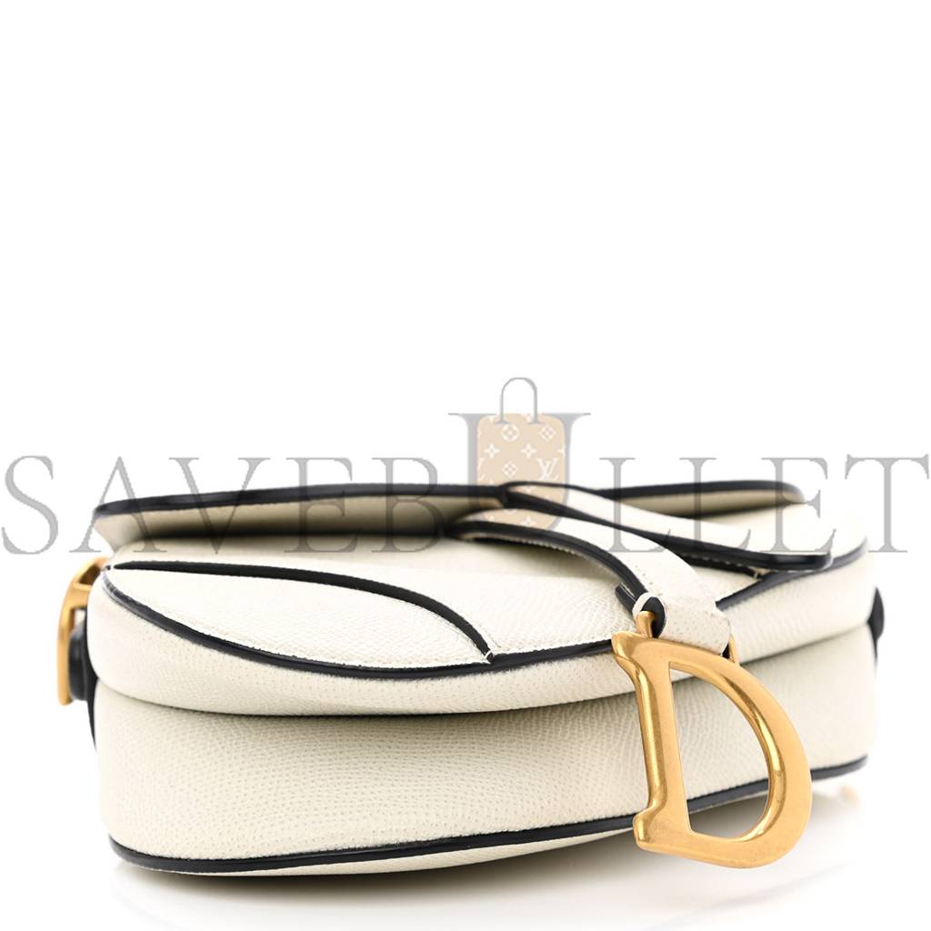 D*or grained calfskin mini saddle bag white (17*17*3.8cm)