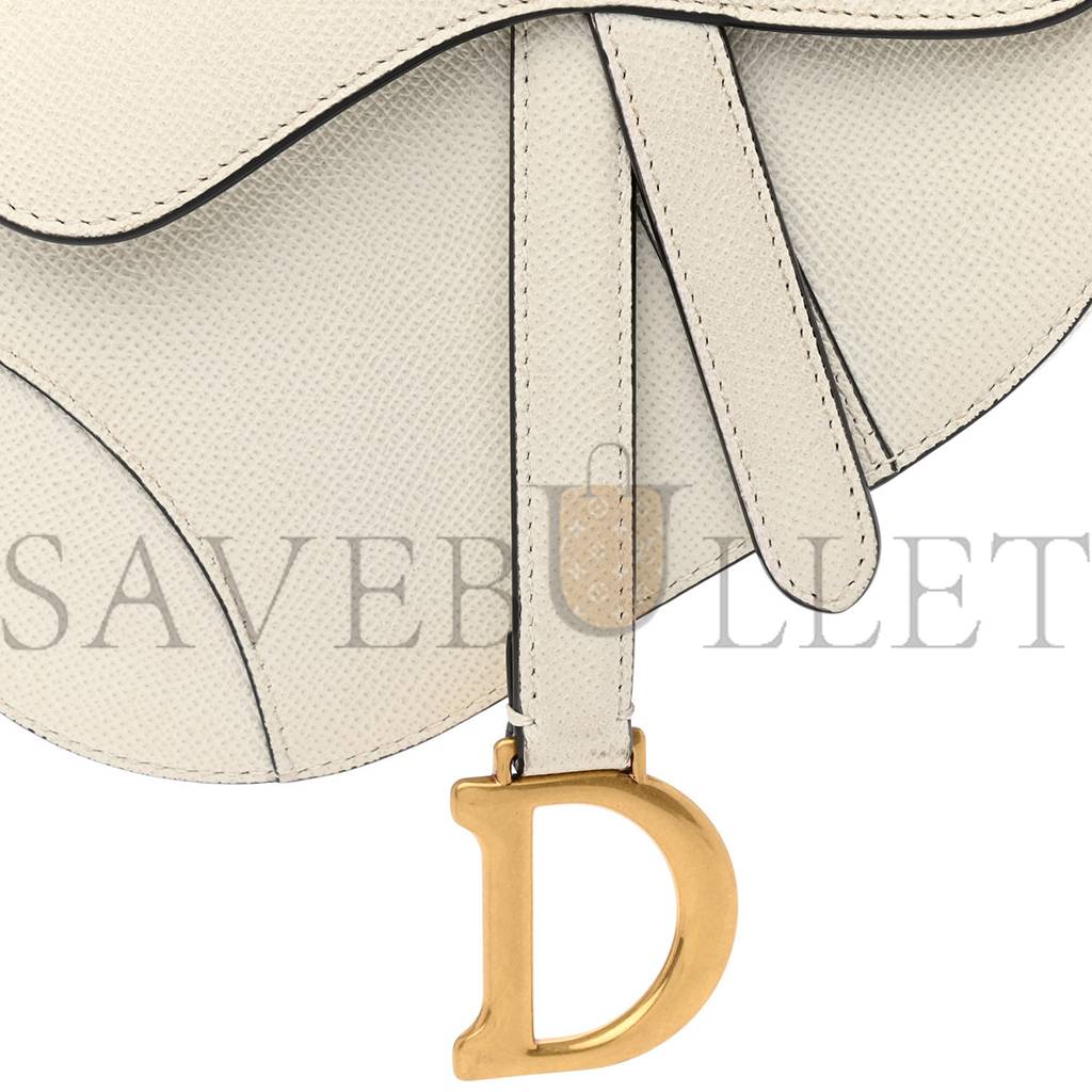 D*or grained calfskin mini saddle bag white (17*17*3.8cm)