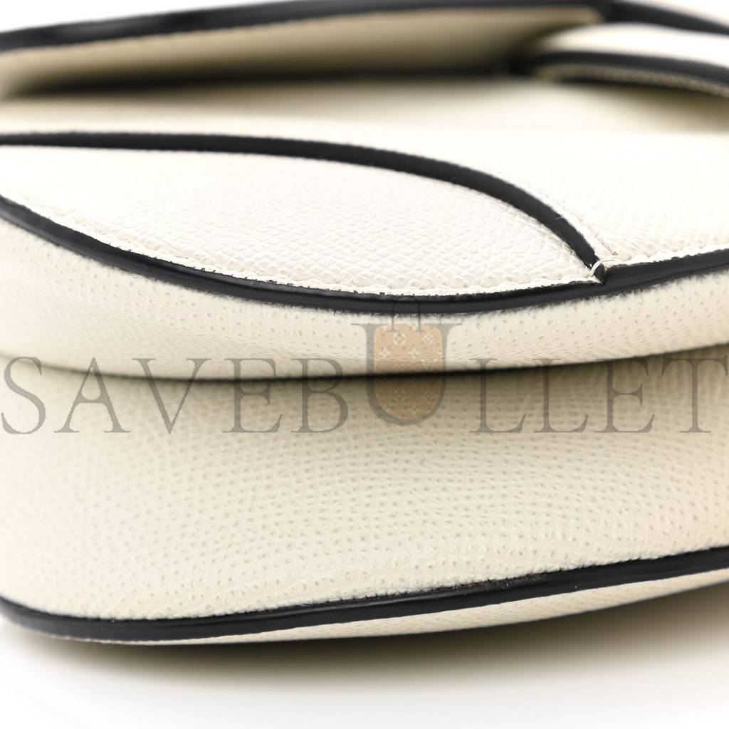 D*or grained calfskin mini saddle bag white (17*17*3.8cm)