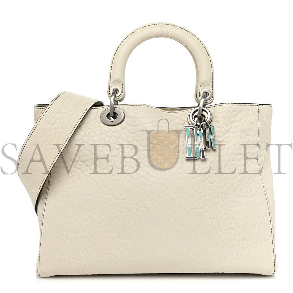 D*or canyon grained lambskin large lady D*or off white (31*25*12.1cm)