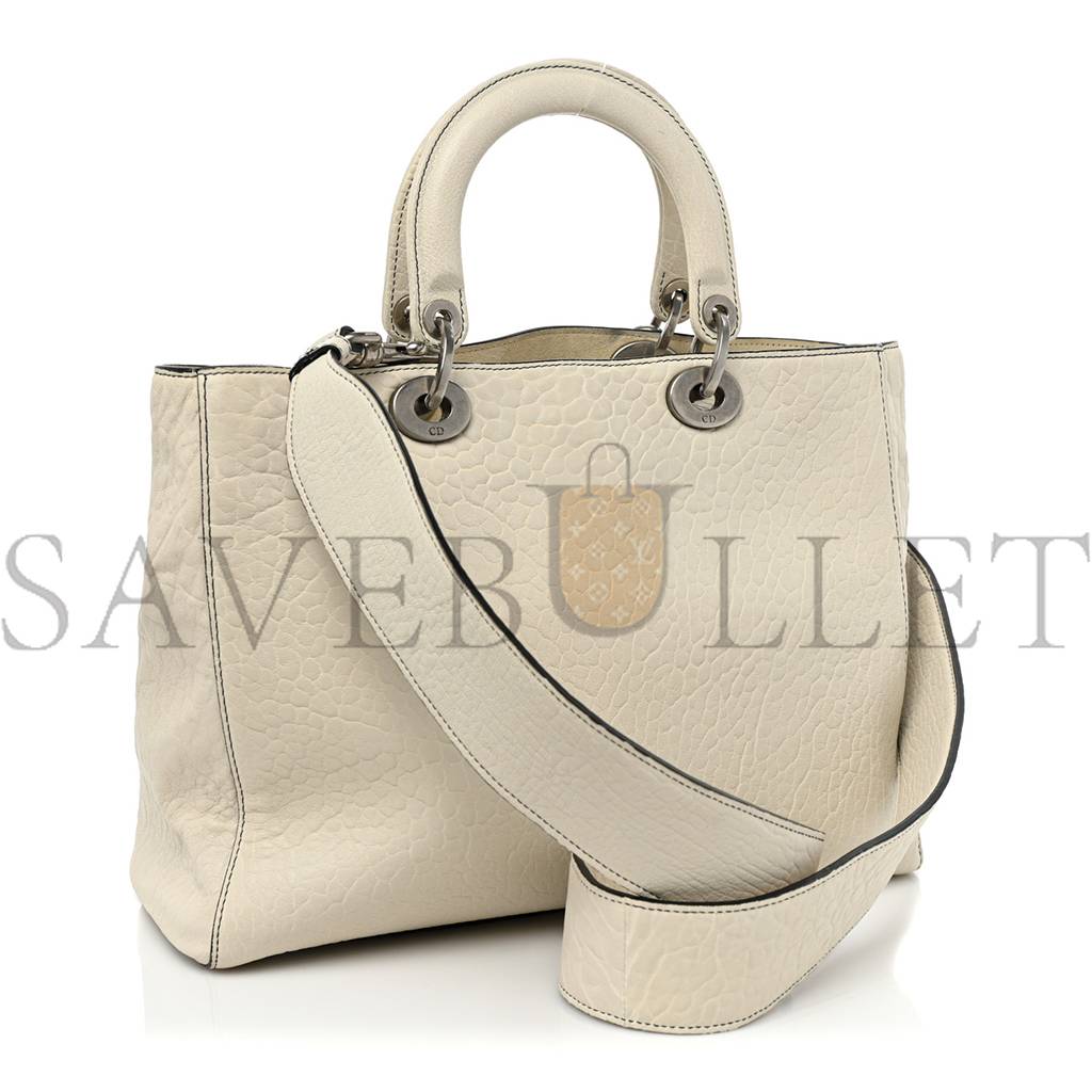 D*or canyon grained lambskin large lady D*or off white (31*25*12.1cm)