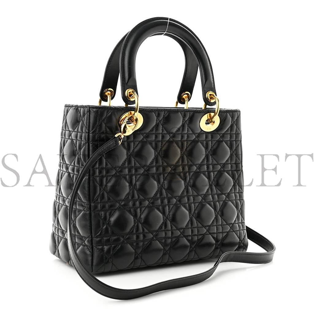 D*or lambskin cannage medium lady D*or black (24*20*12.7cm)