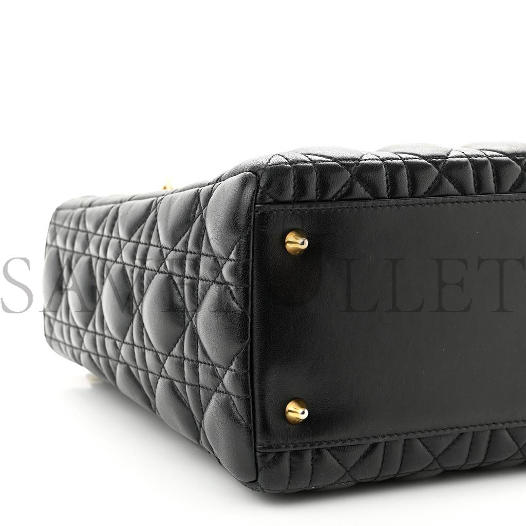 D*or lambskin cannage medium lady D*or black (24*20*12.7cm)